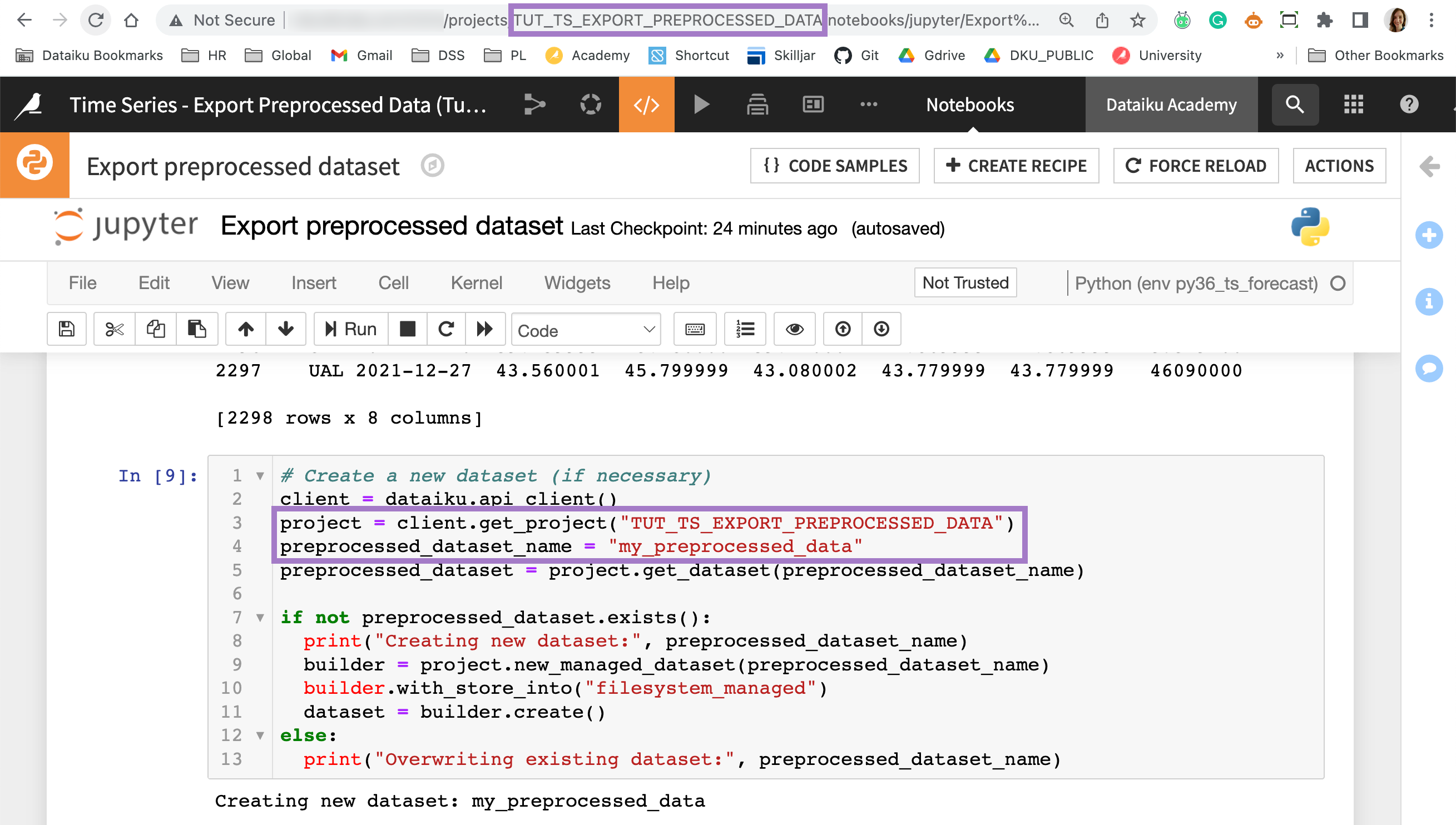 Choose any name for your preprocessed_data dataset.
