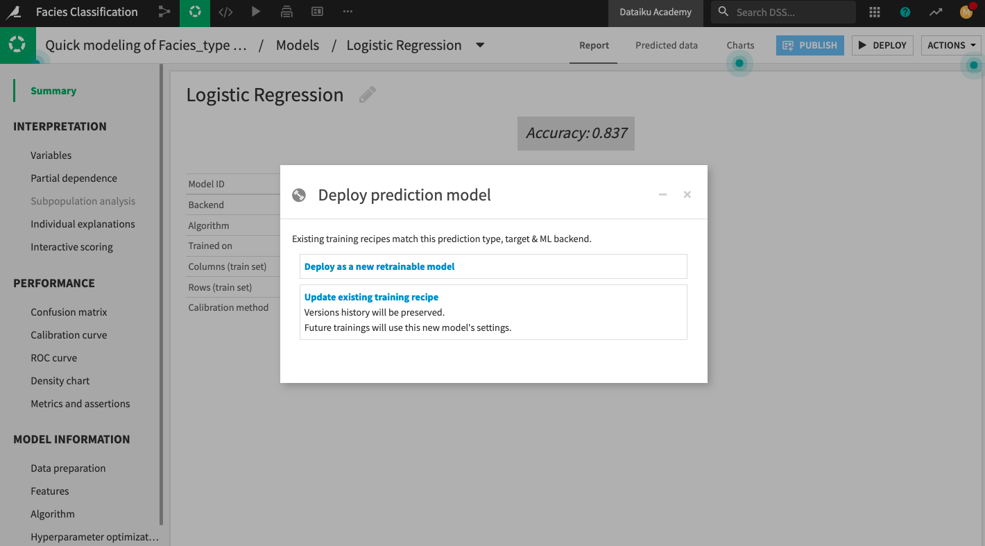 Update the deployed model in the Flow.