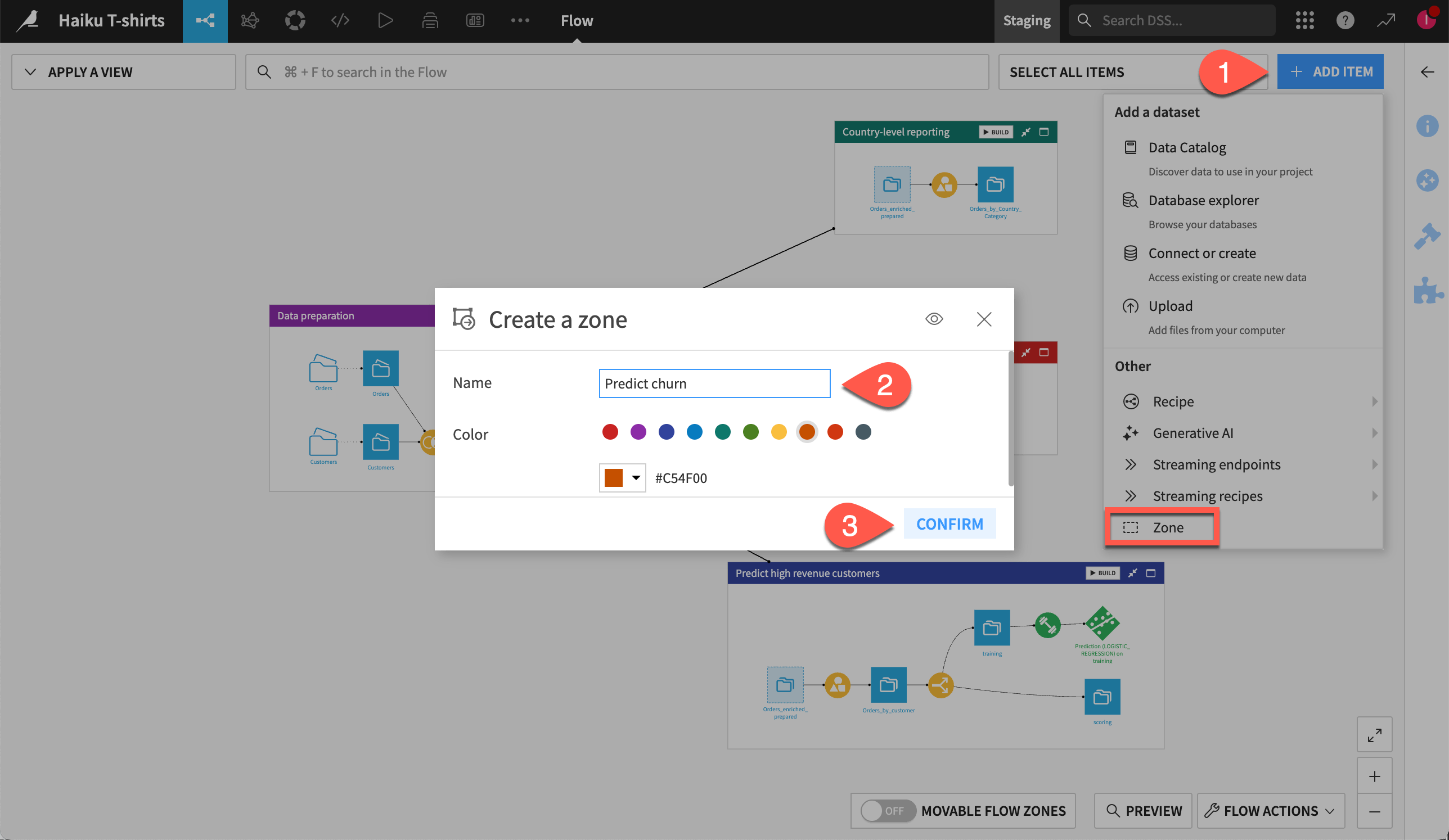 Screenshot of a Flow using Flow zones.