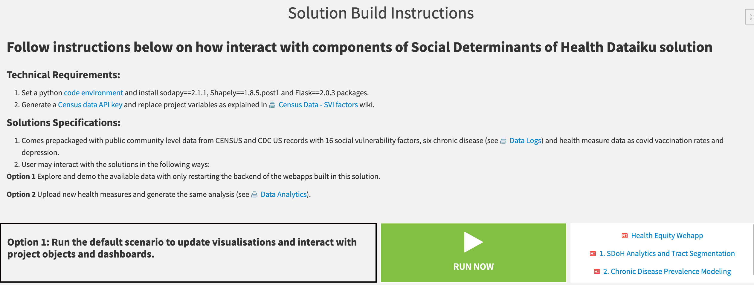 Dataiku screenshot of the User Manual Dashboard.