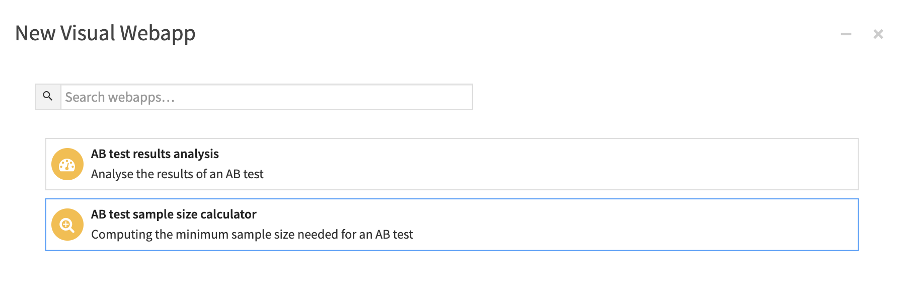 Create a new AB test sample size calculator webapp.