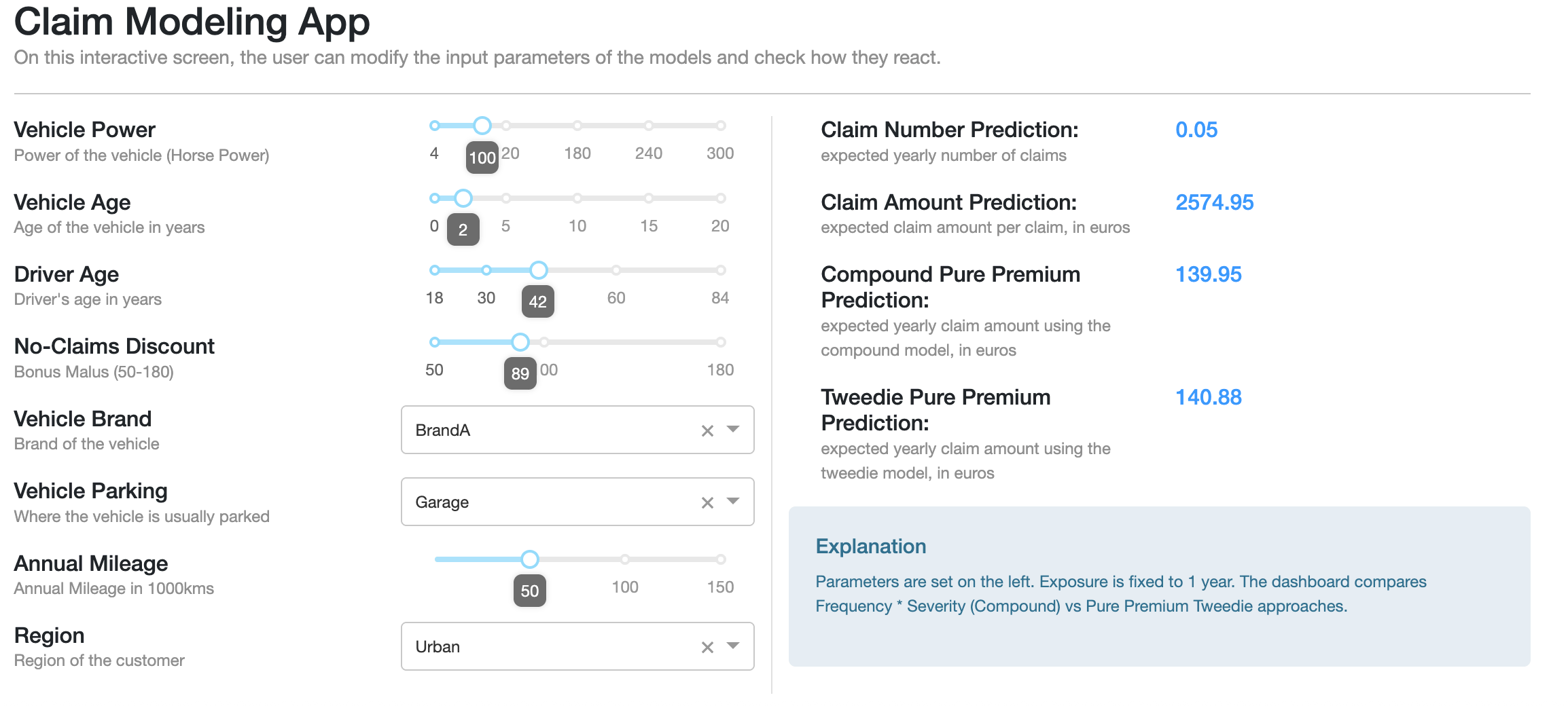 Dataiku screenshot of the webapp enabling interactive model comparison.