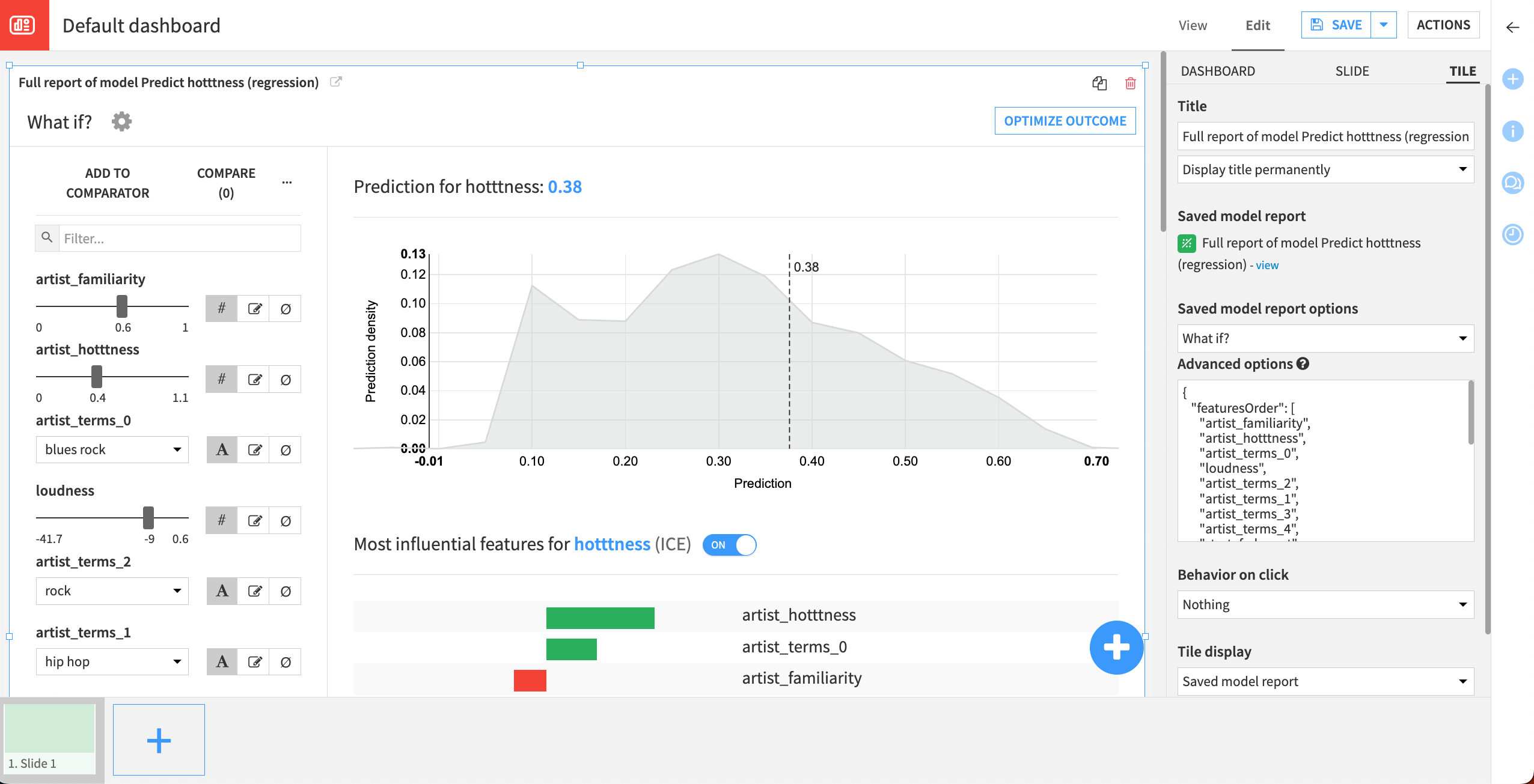 A popular and plausible song from the simulated records table.