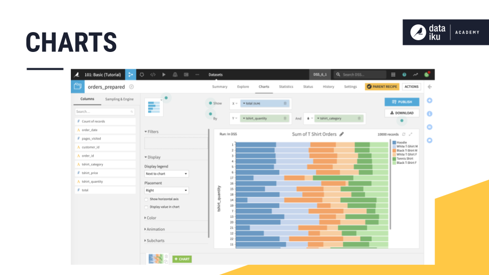 A Dataiku screenshot showing a visualization created in the Charts tab of a dataset.