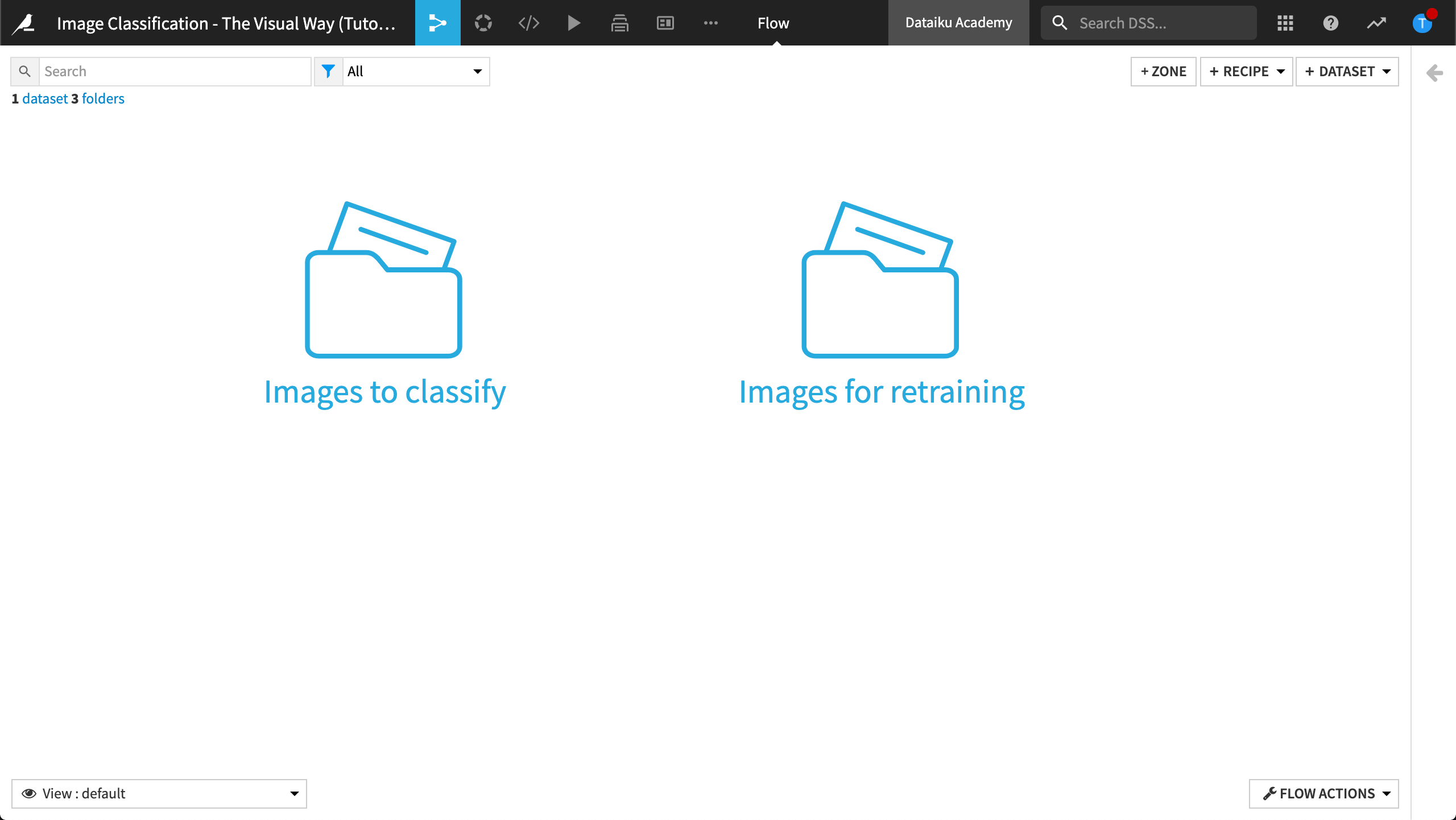 Image classification project, showing two folders