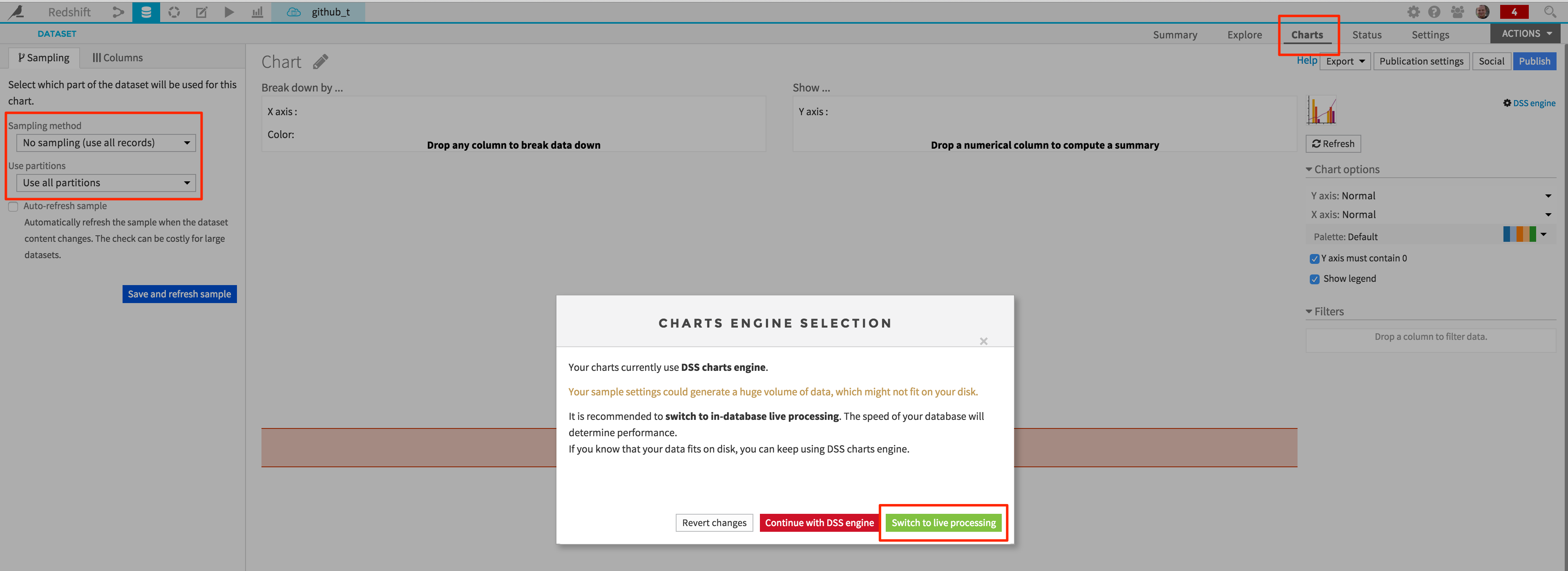 "Charts engine selection"