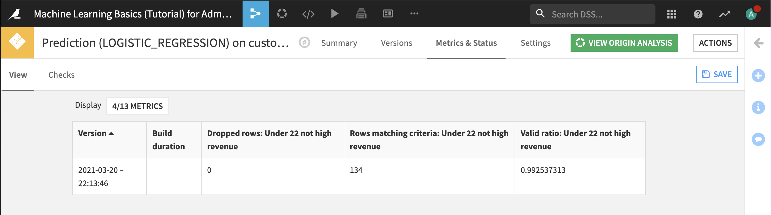 Model metrics