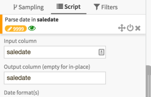 "Prepare recipe script; parsing saledate"