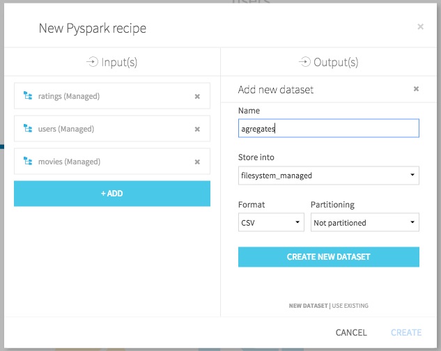 "PySpark recipe; selecting output dataset"
