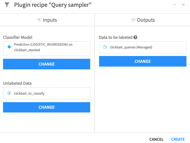 "Query sampler recipe configuration"