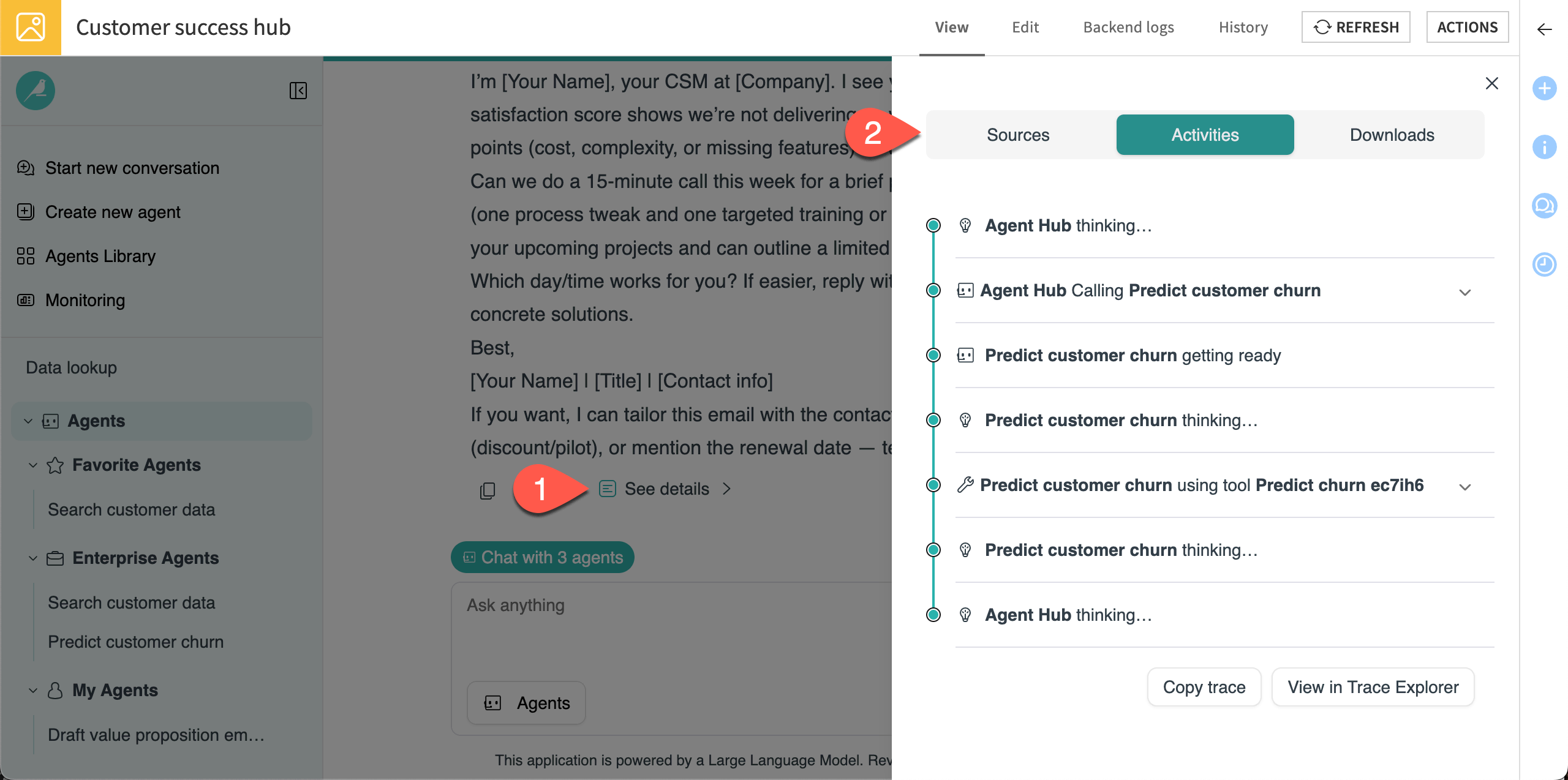 Screenshot showing the details behind the response.