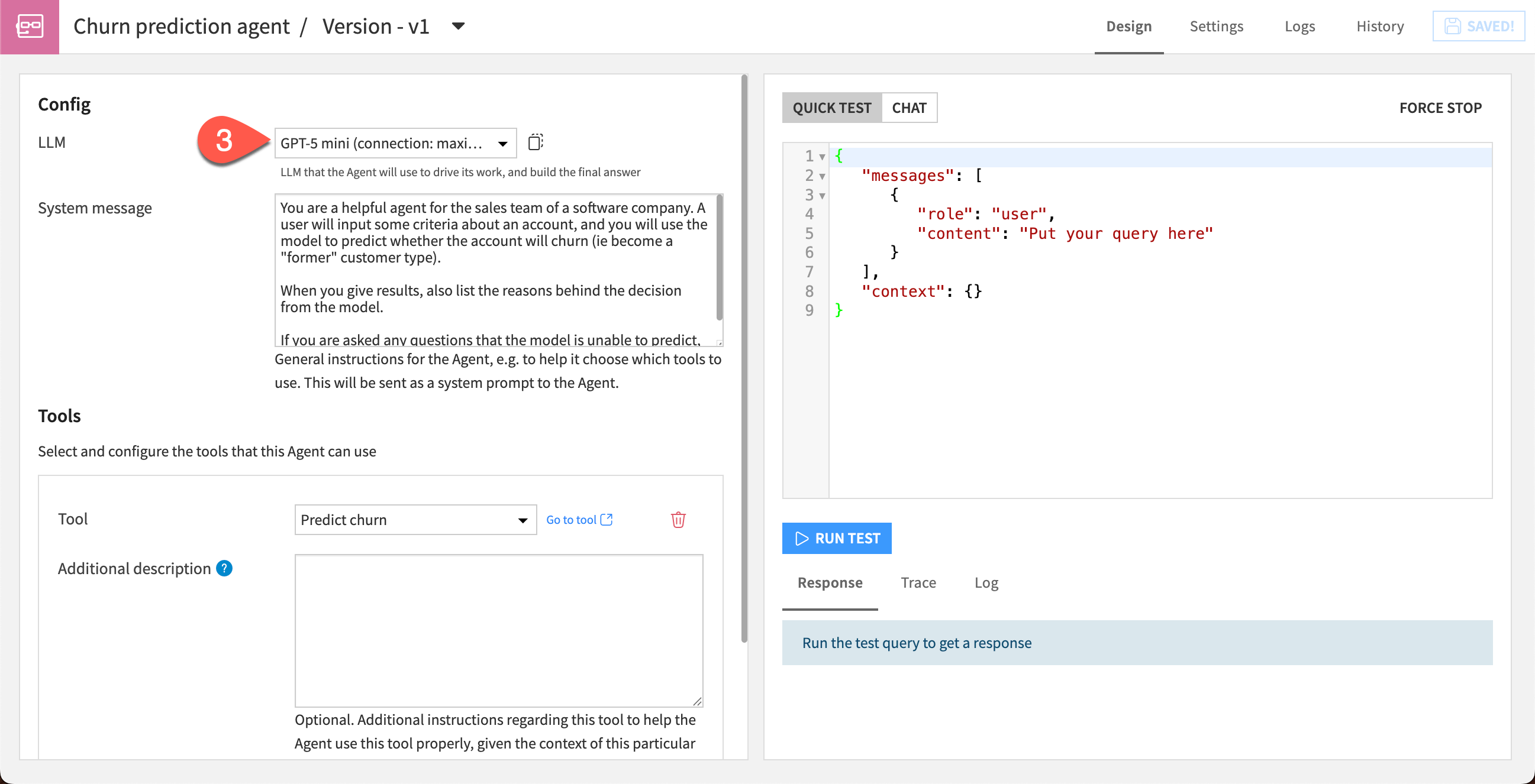 Screenshot showing how to connect agents to an LLM.