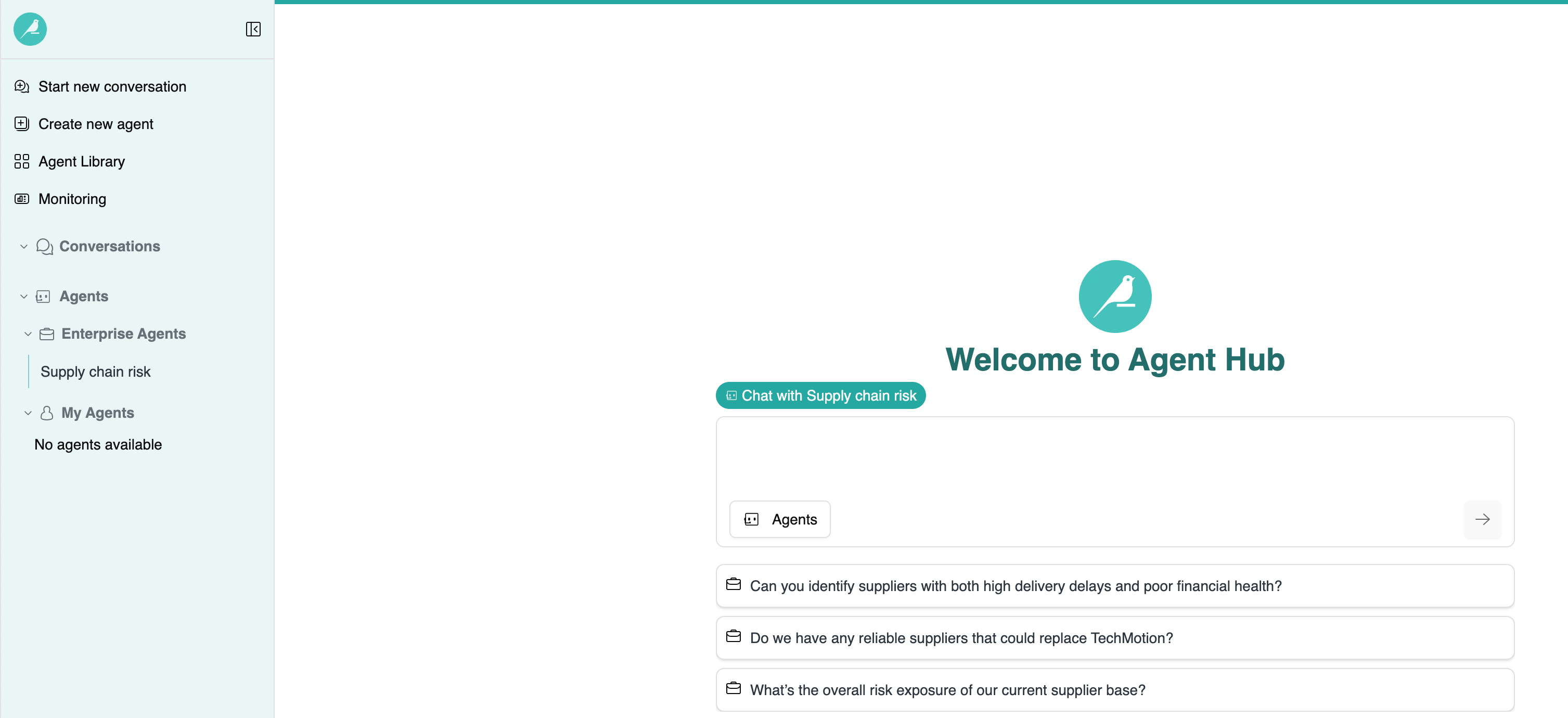Dataiku screenshot of the Agent Hub configuration.