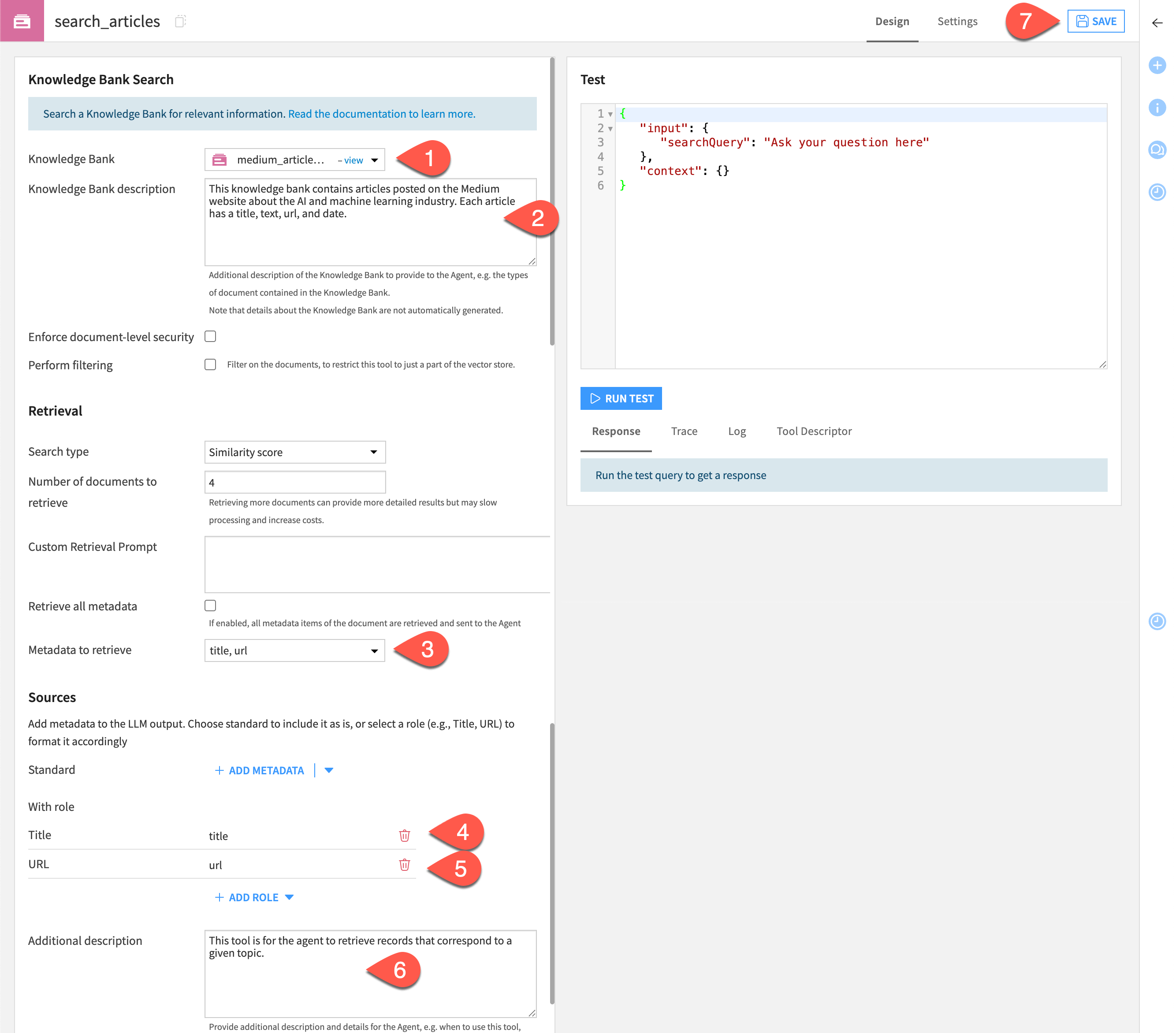 Steps to configure the article_search tool.
