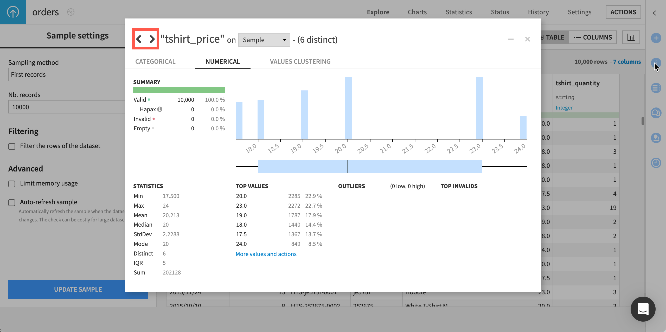 Dataiku screenshot of the Analysis window.