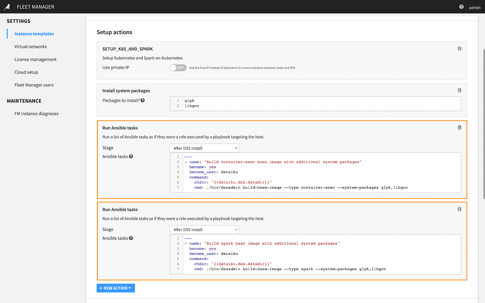 Running an Ansible task to customize the base image when the node is provisioned.