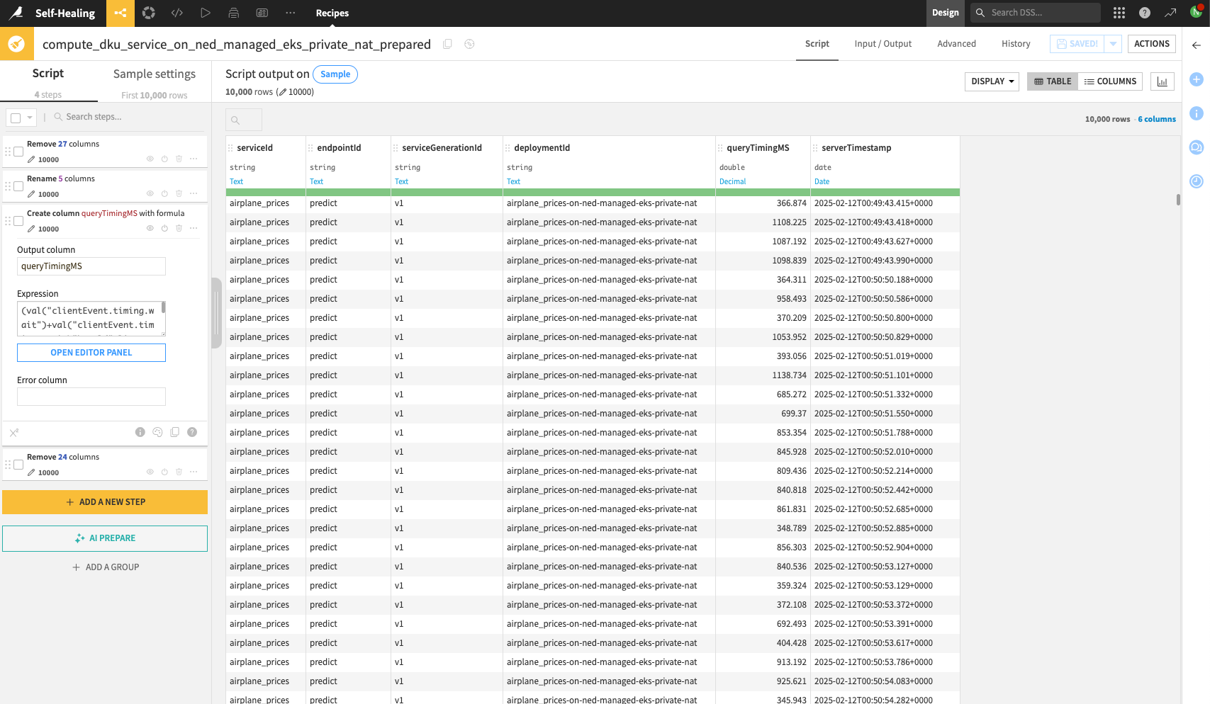 Prepare recipe to process query logs.