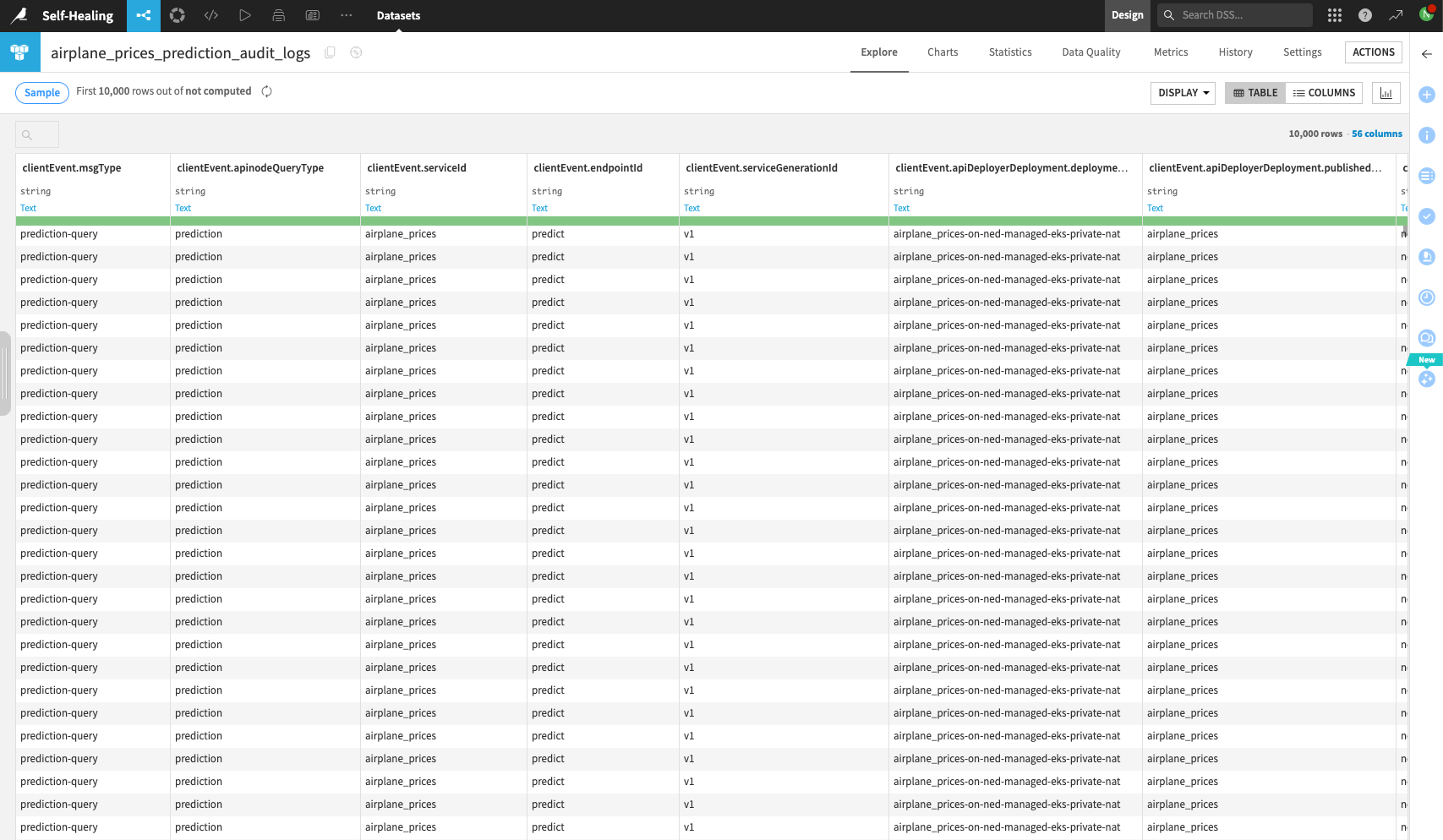 API service query logs.