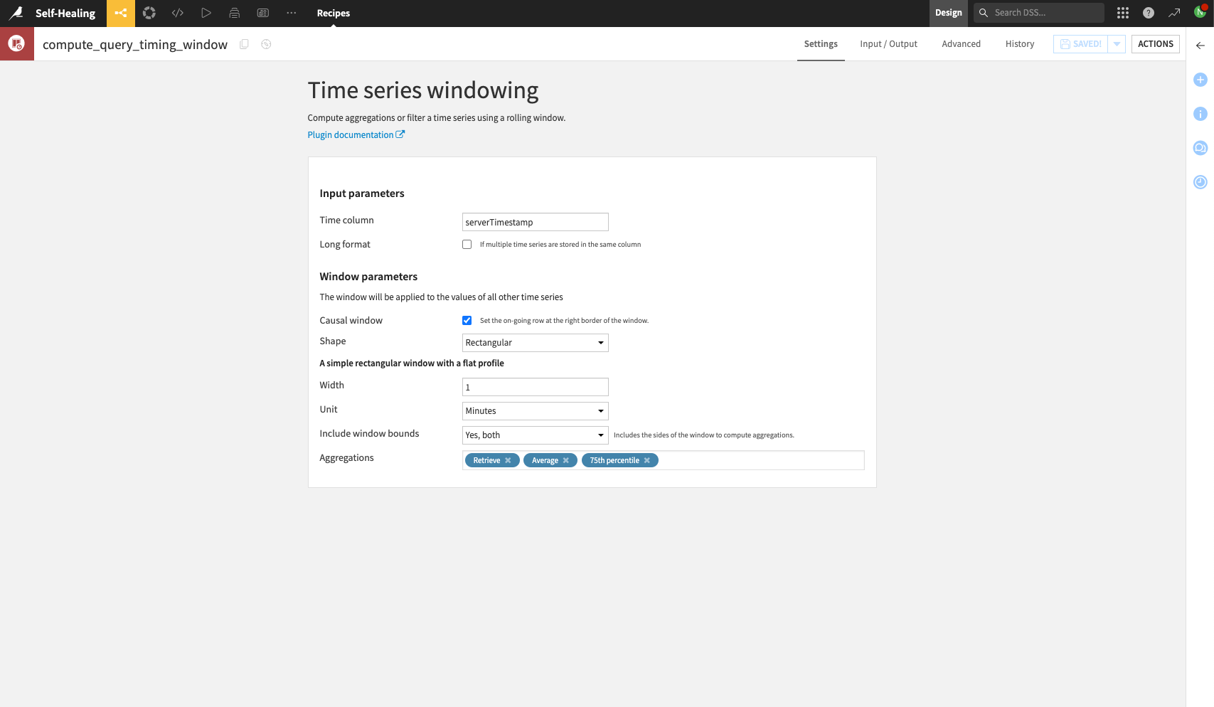 Window recipe for query latency calculation.