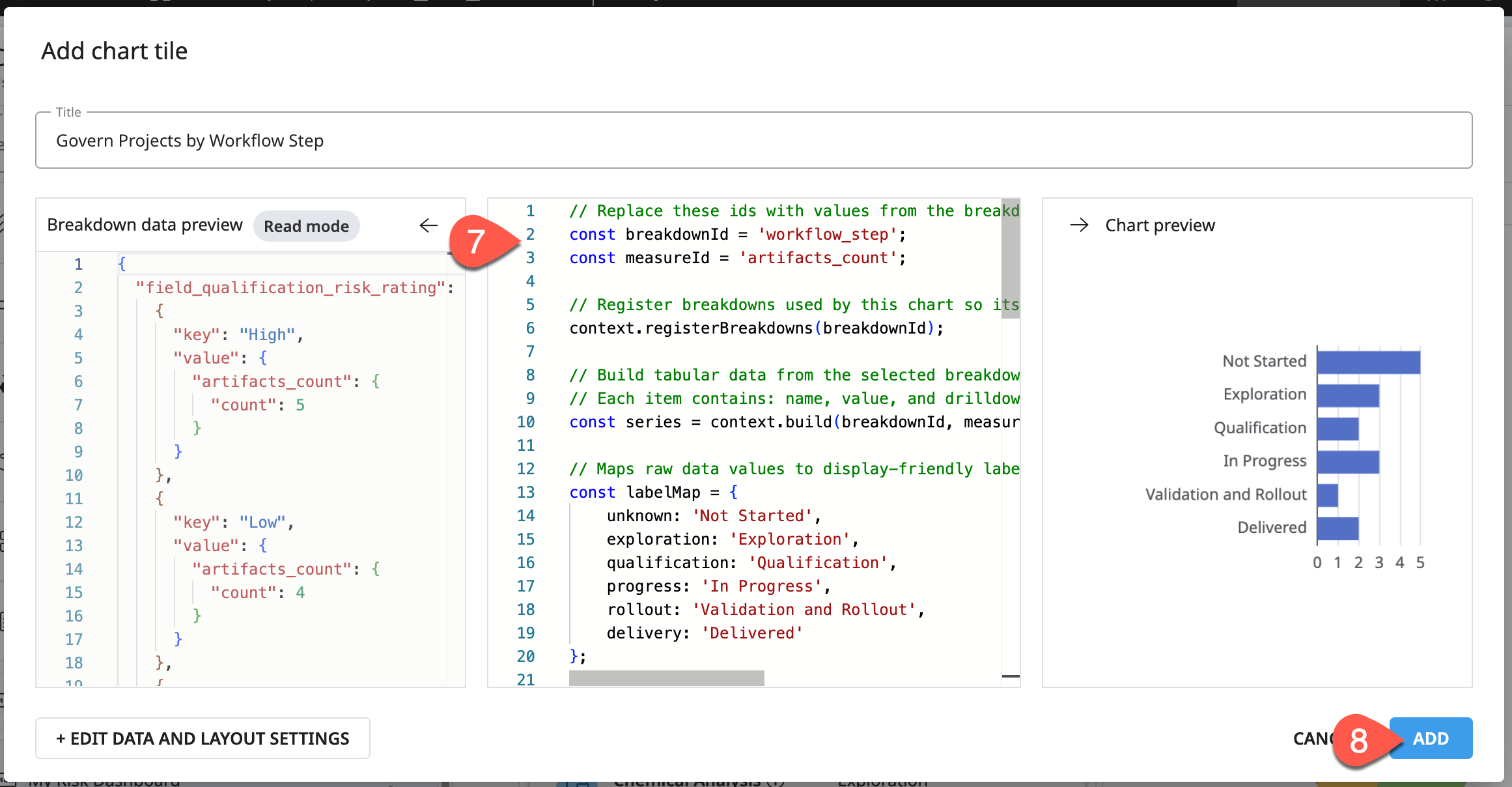 Dataiku screenshot of an ordered bar chart.
