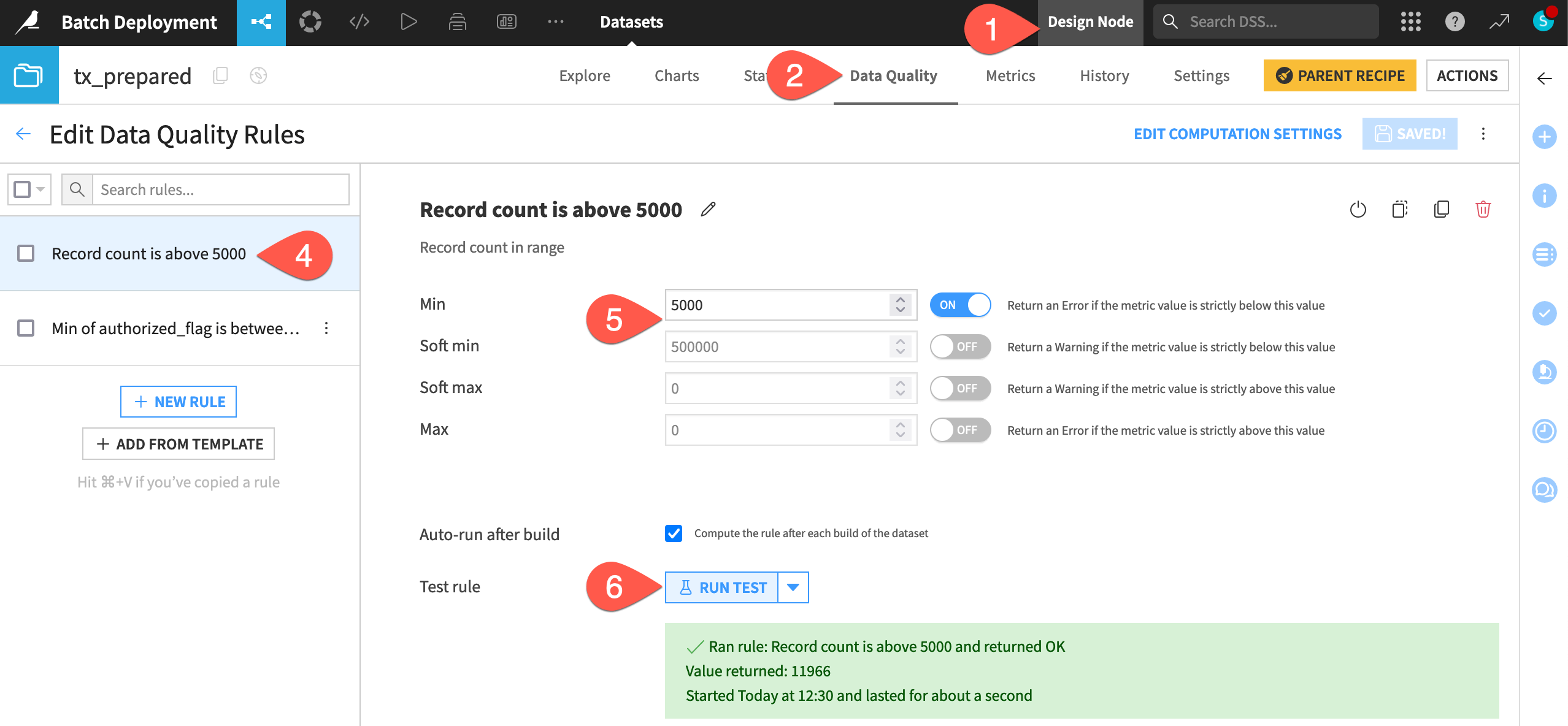 Dataiku screenshot of a data quality rule.