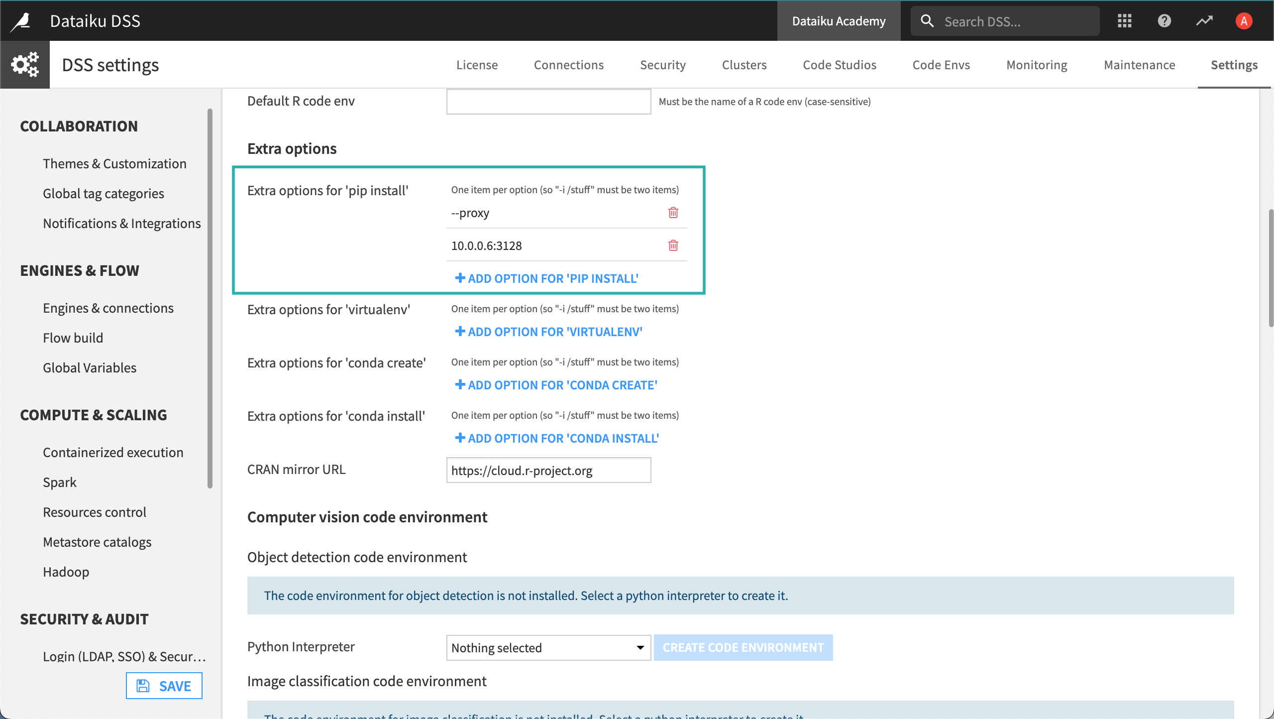 Extra options for pip proxy in the Misc. section of the administrator settings.