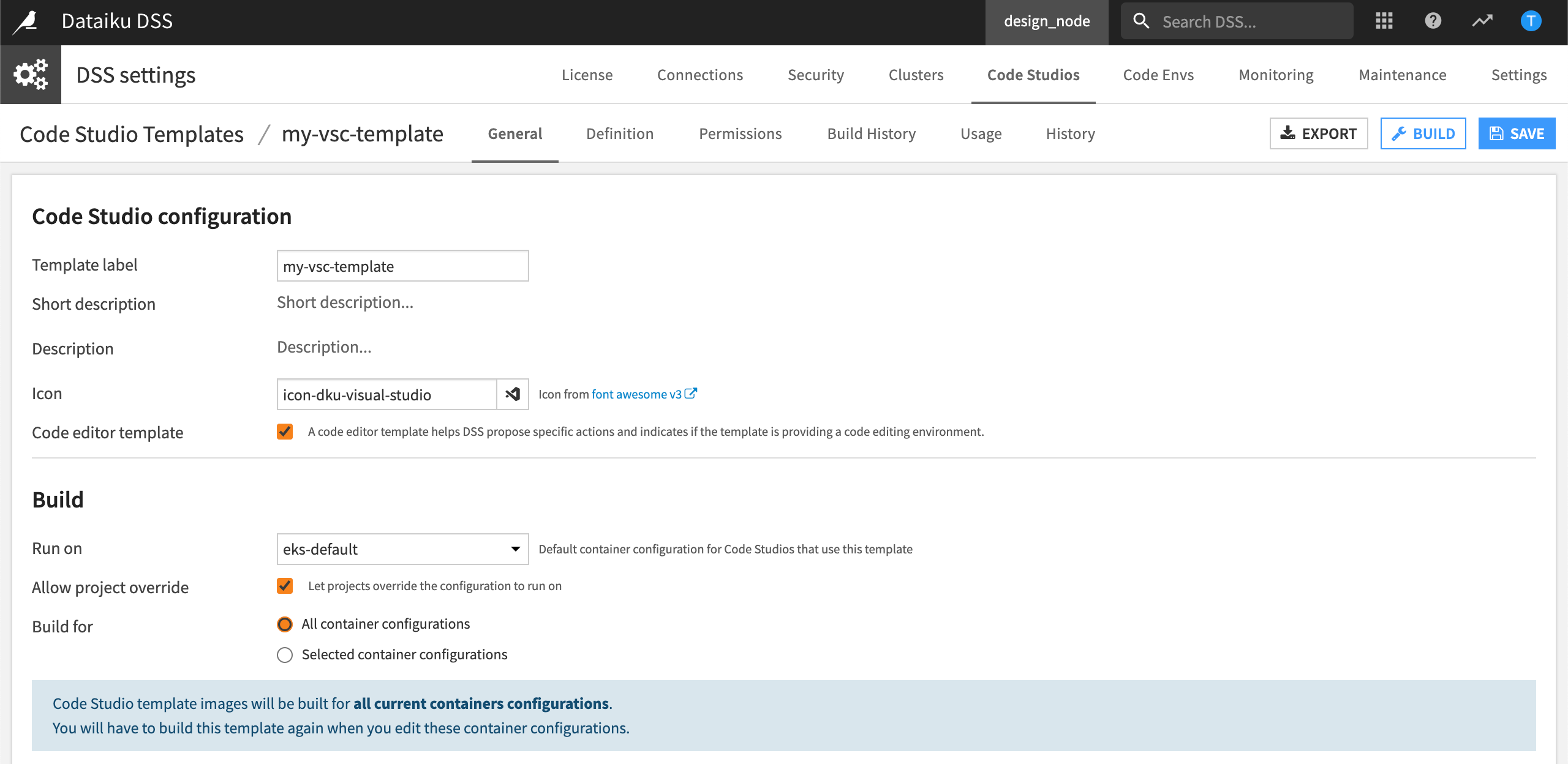 Code Studio configuration.