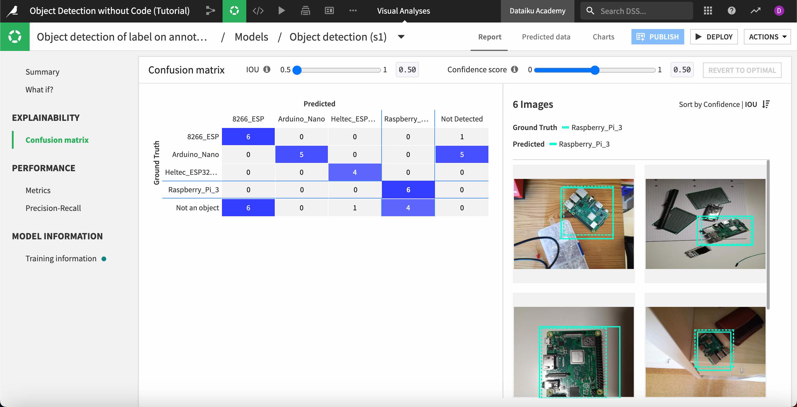 Screenshot showing the raspberry pi true positive detections.