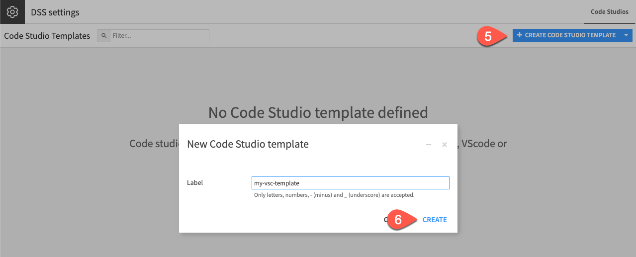 Code Studios tab in the Admin menu.