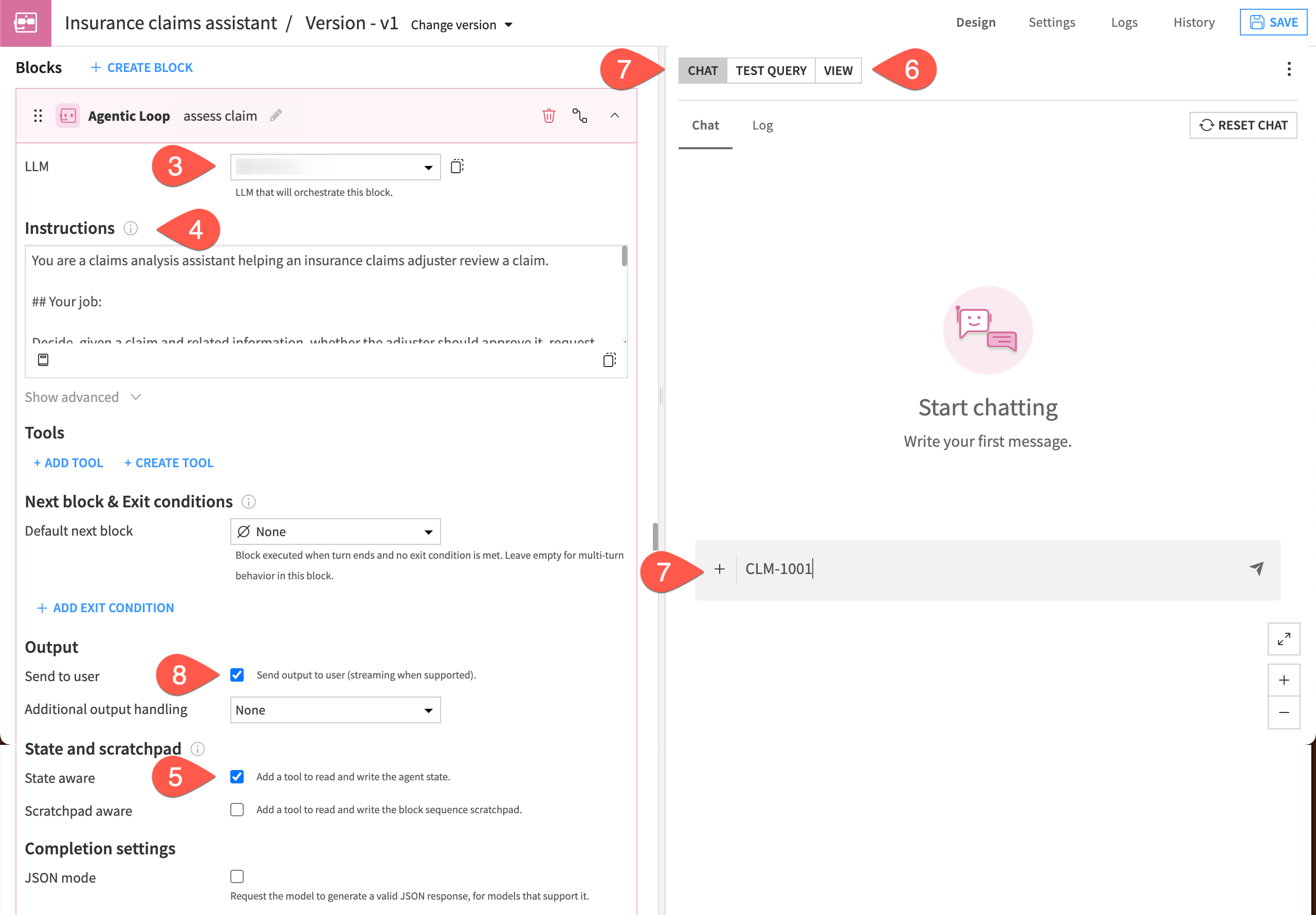 Dataiku screenshot showing how to create the final assessment Agentic Loop block.