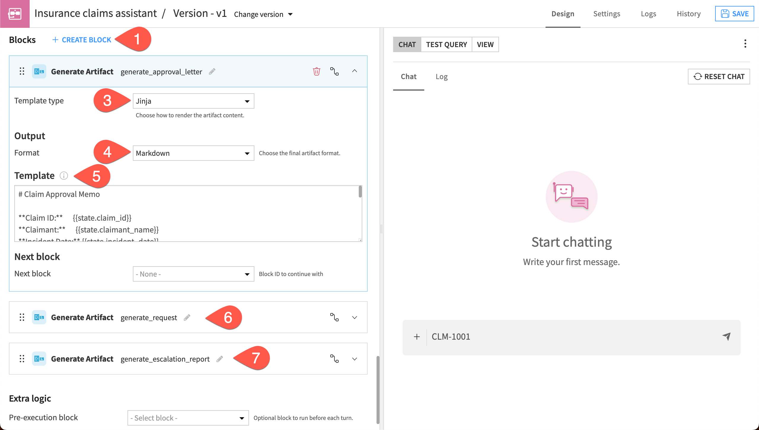 Dataiku screenshot showing how to create the Generate Artifacts blocks.