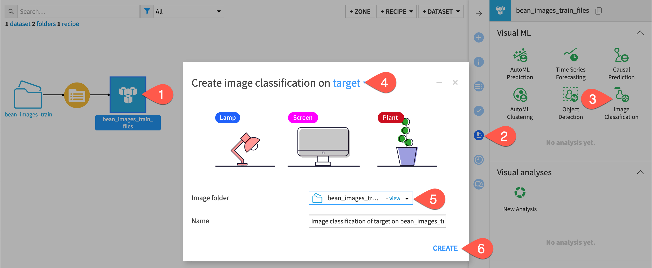 The Create image classification info window.