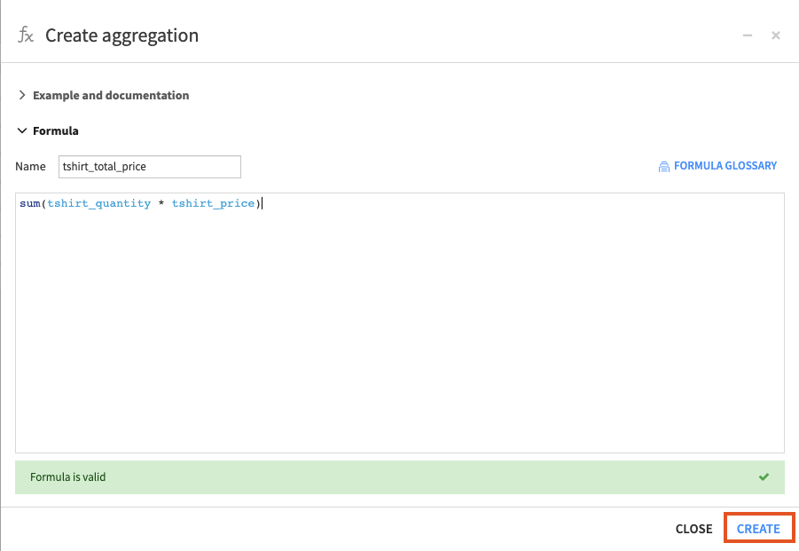 Creating the custom aggregation.