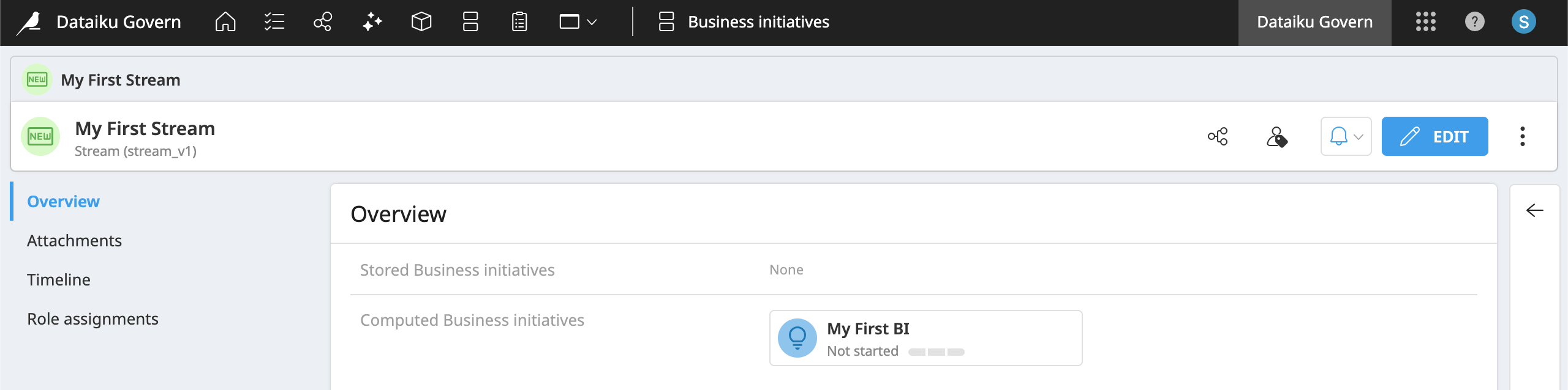 Dataiku screenshot of a custom item.