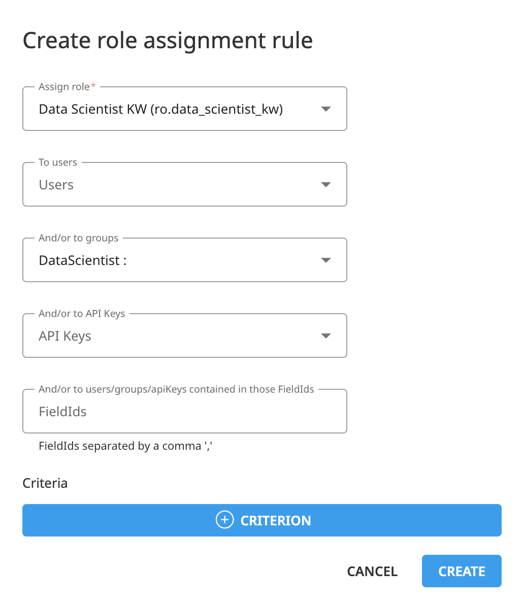 A Dataiku Govern screenshot of the new rule for the Data Scientist role.