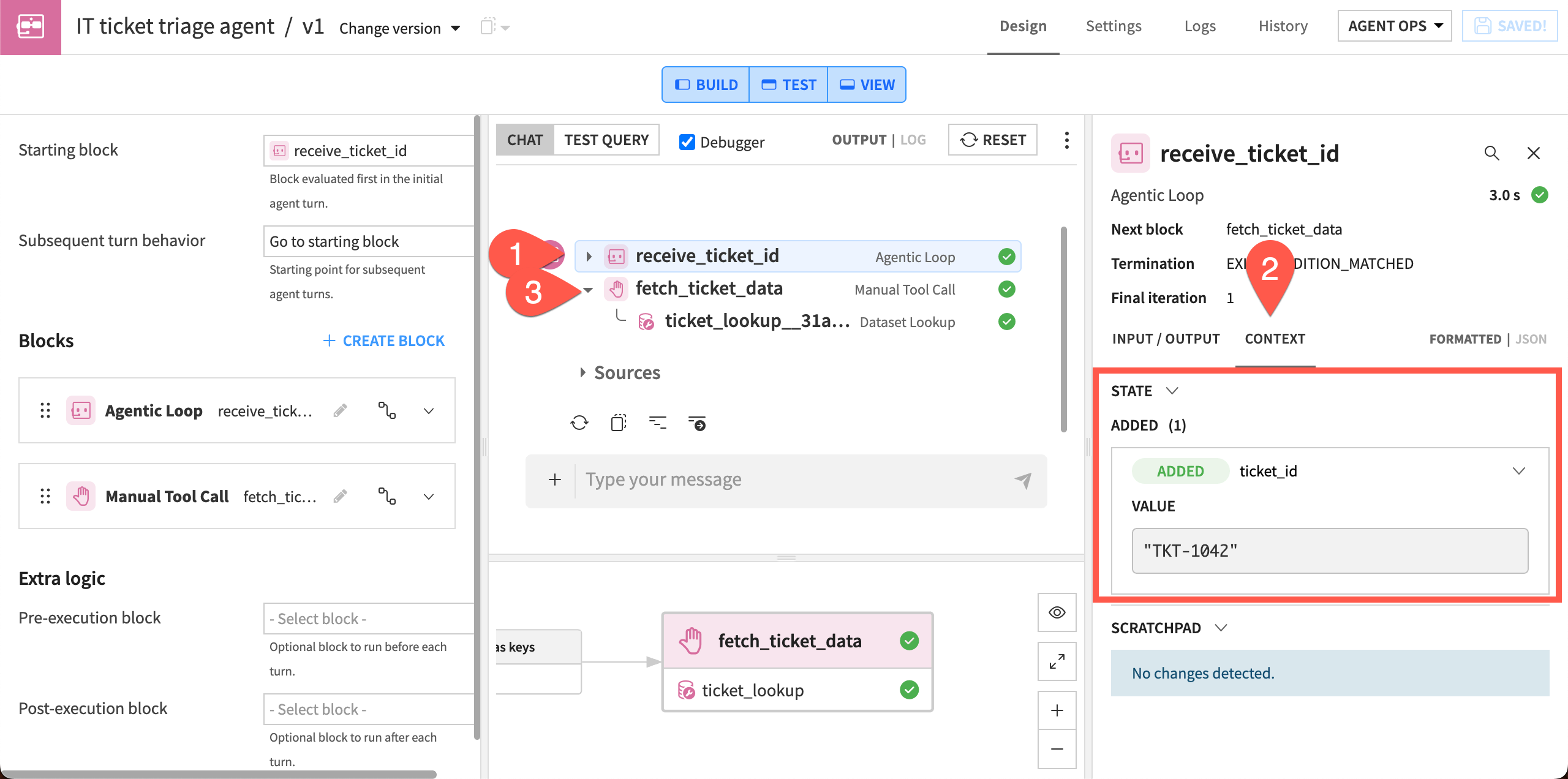 Screenshot of the steps to view memory changes in the first two blocks.