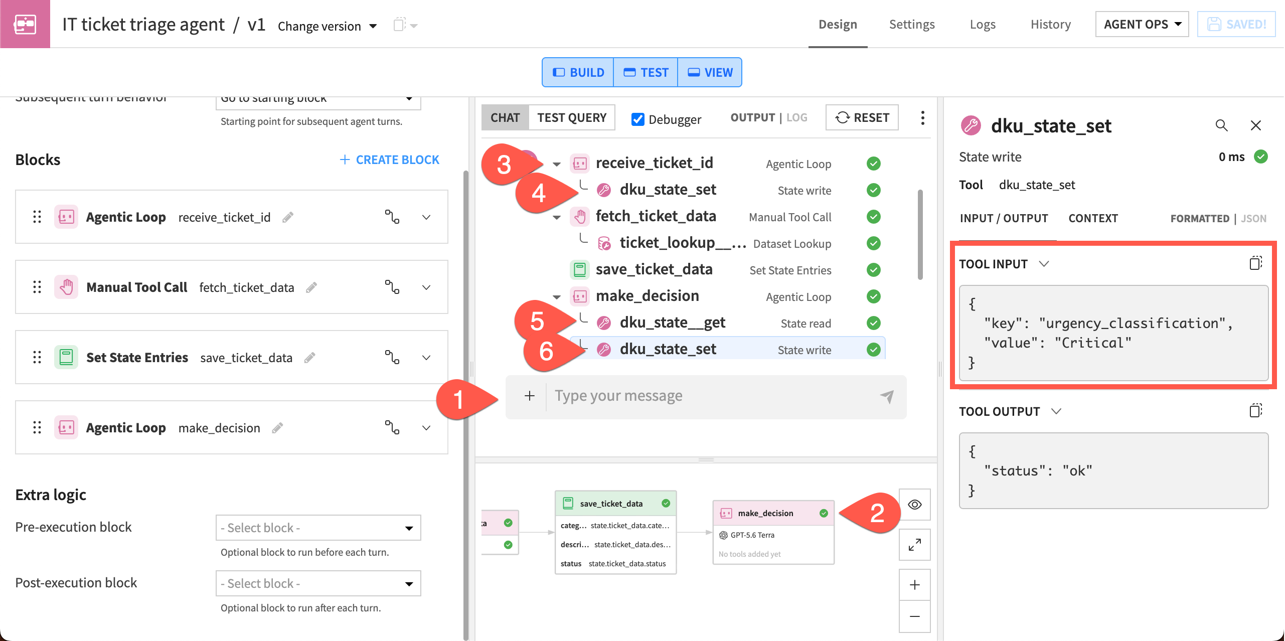 Screenshot of the steps to view an agent's reasoning and steps after a full test run.