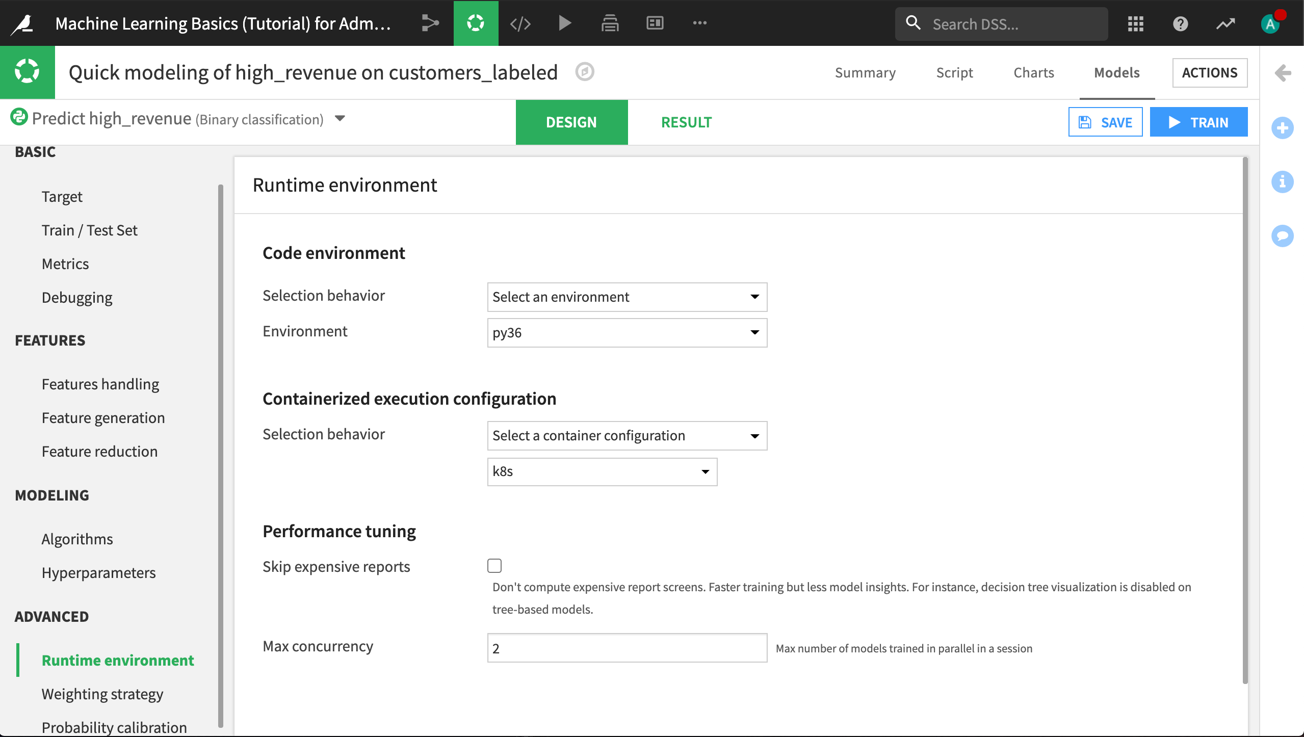 Model runtime environment.