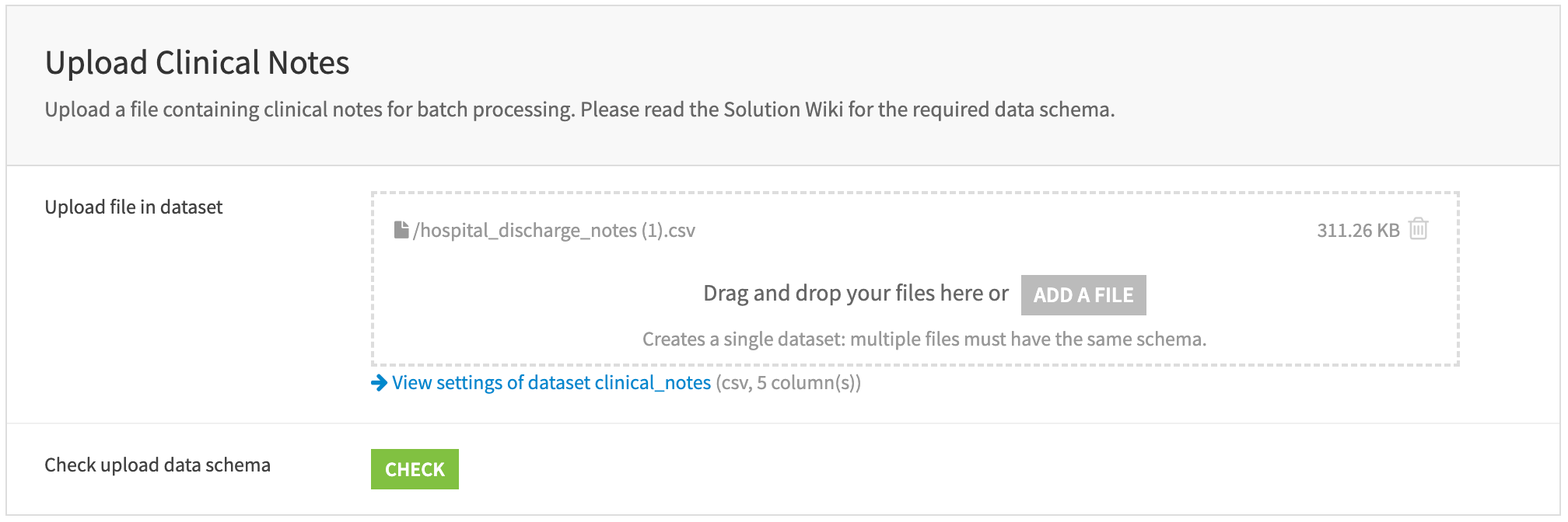 Screenshot of the app upload file.