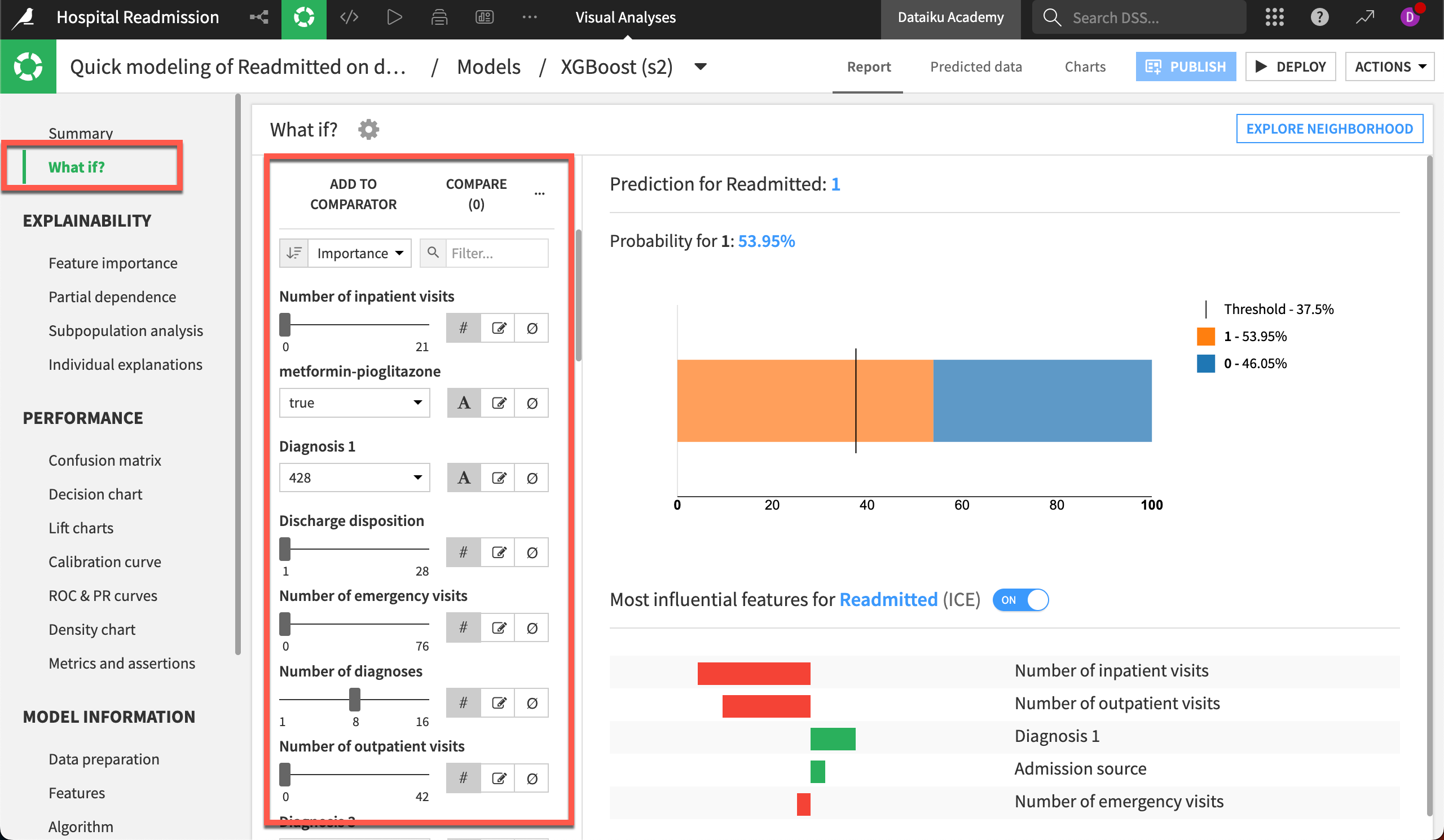 What if simulator feature for running qualitative sensibility analyses.