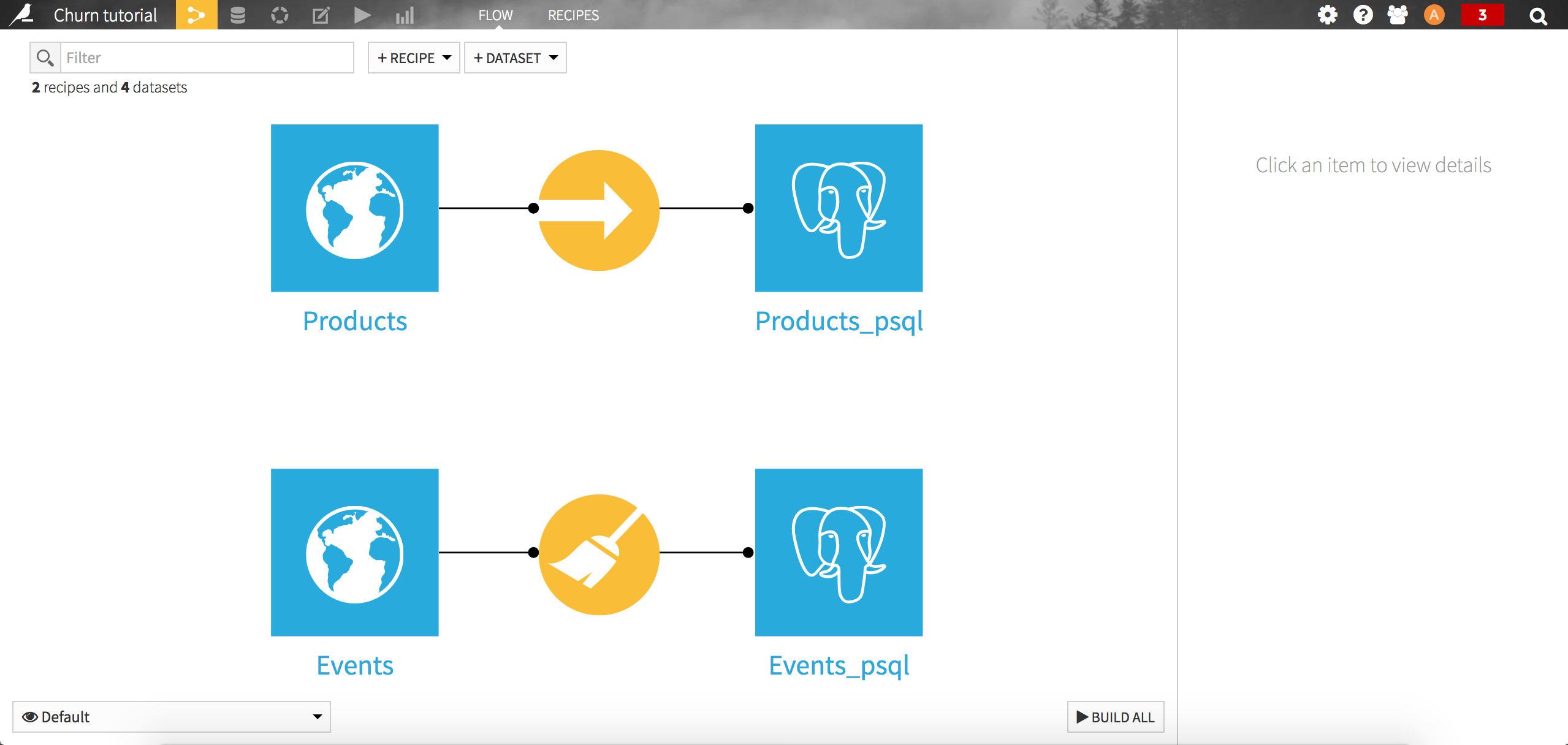 "Screenshot of the Dataiku project Flow"