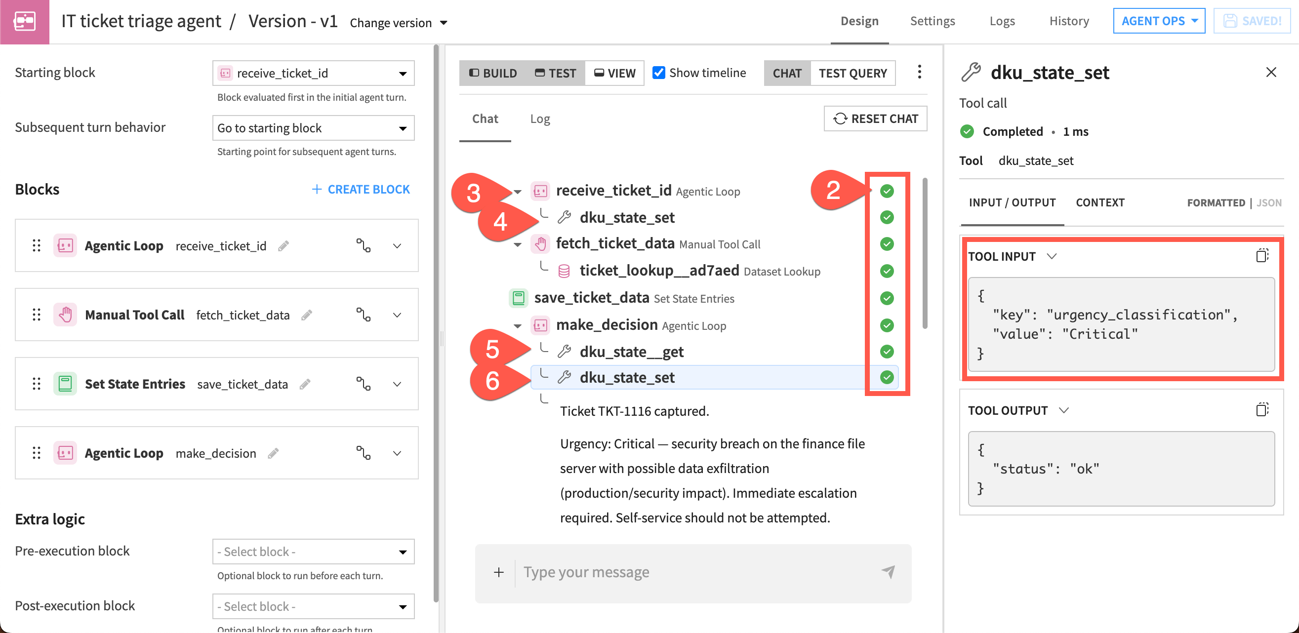 Screenshot of the steps to view an agent's reasoning and steps after a full test run.