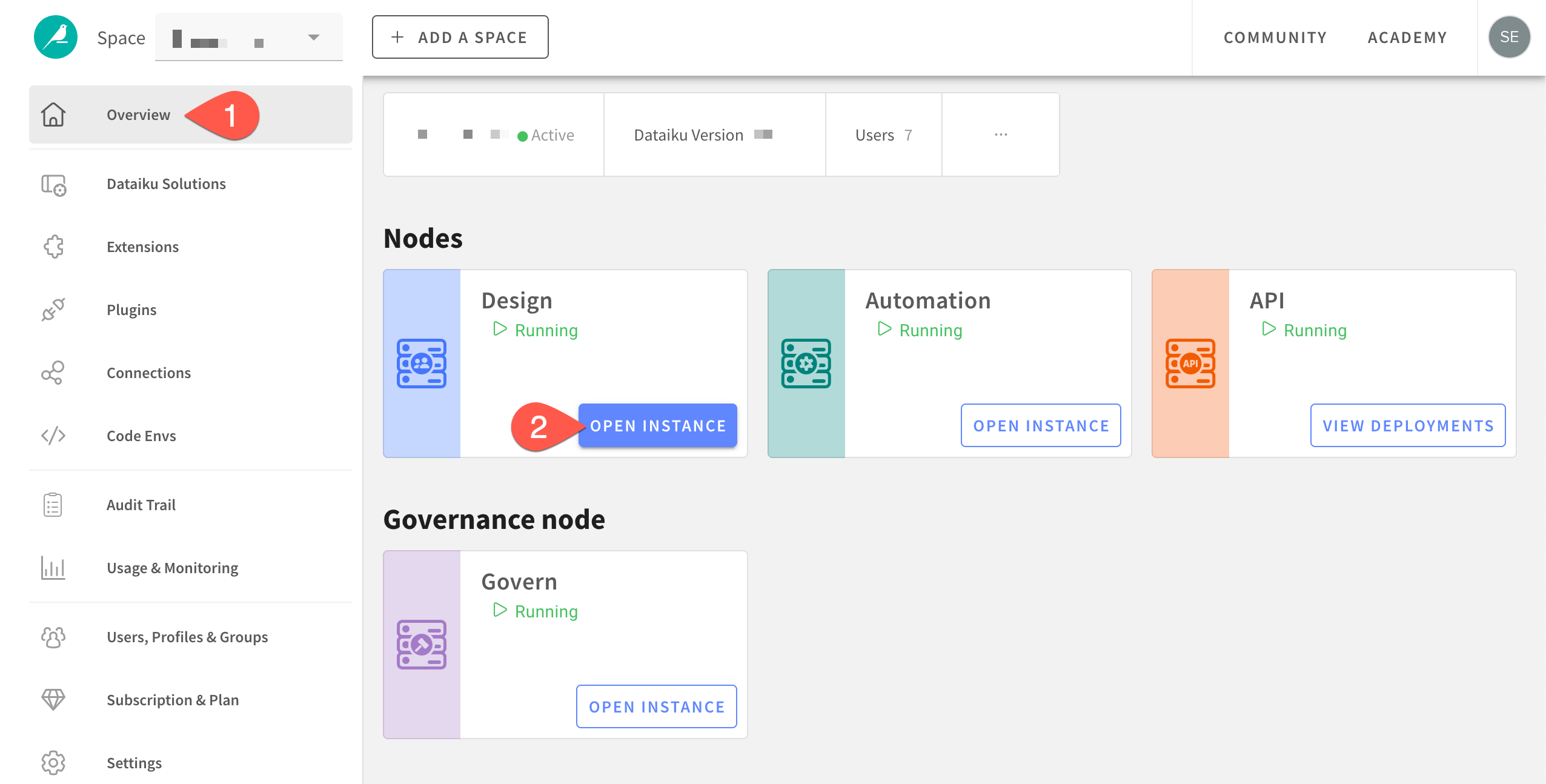 Dataiku screenshot of the Cloud Launchpad overview.