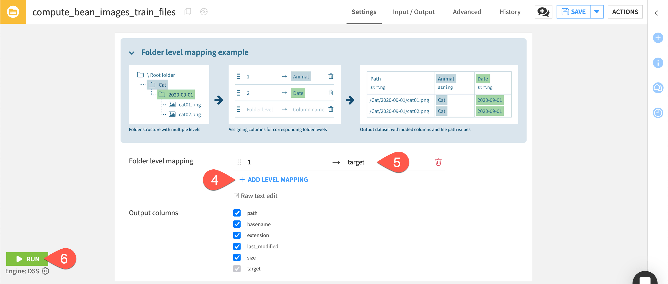 The List Contents recipe builds a tabular dataset with information about files in managed folders.