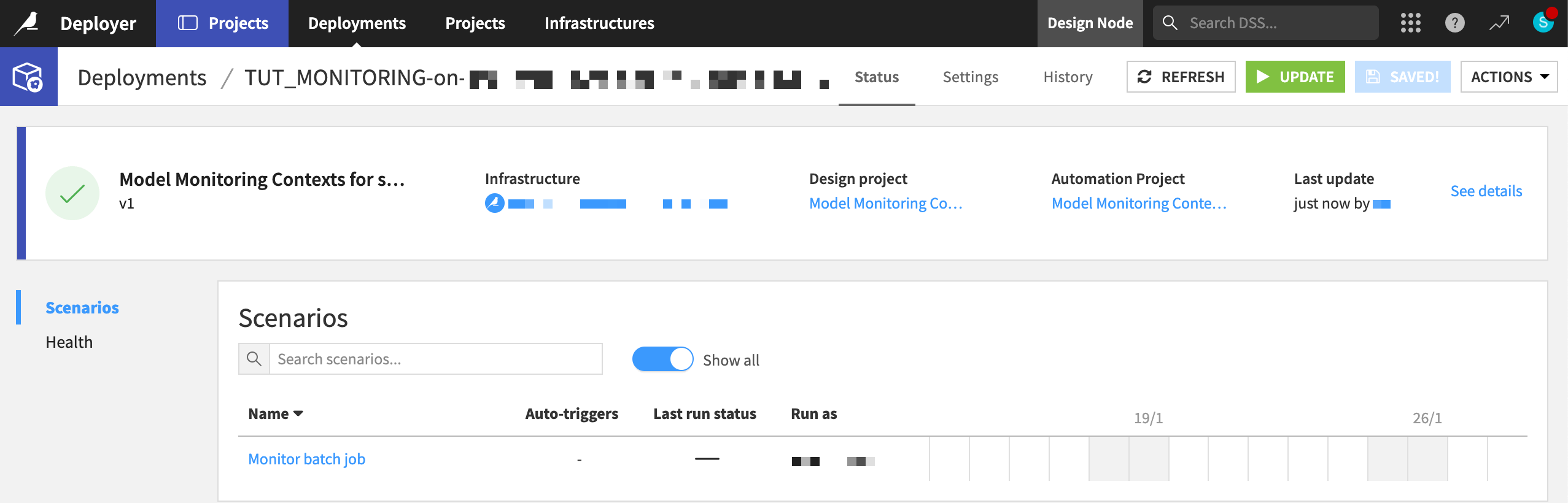 Dataiku screenshot of a bundle on the Project Deployer.