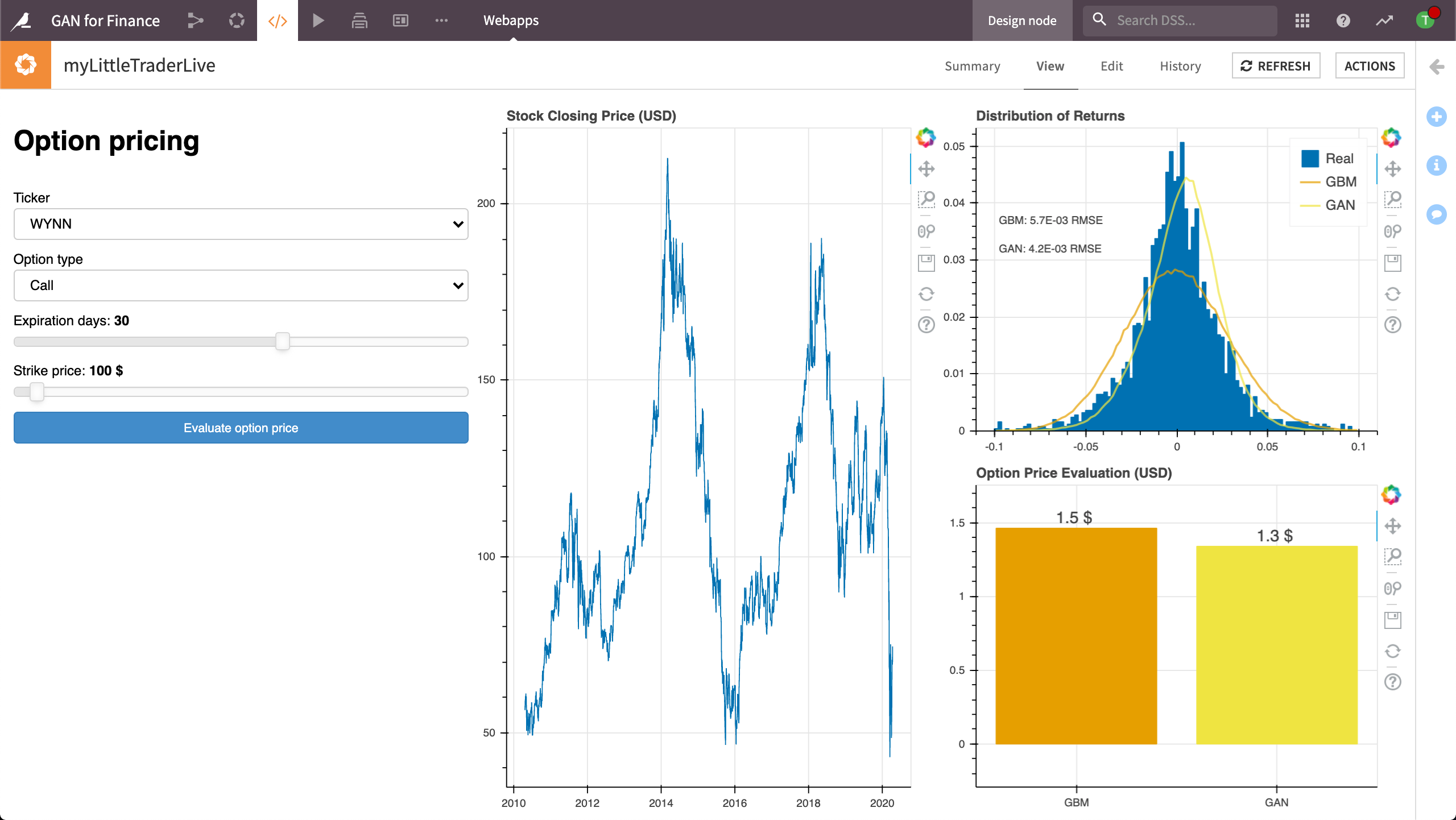 Dataiku screenshot of a webapp.