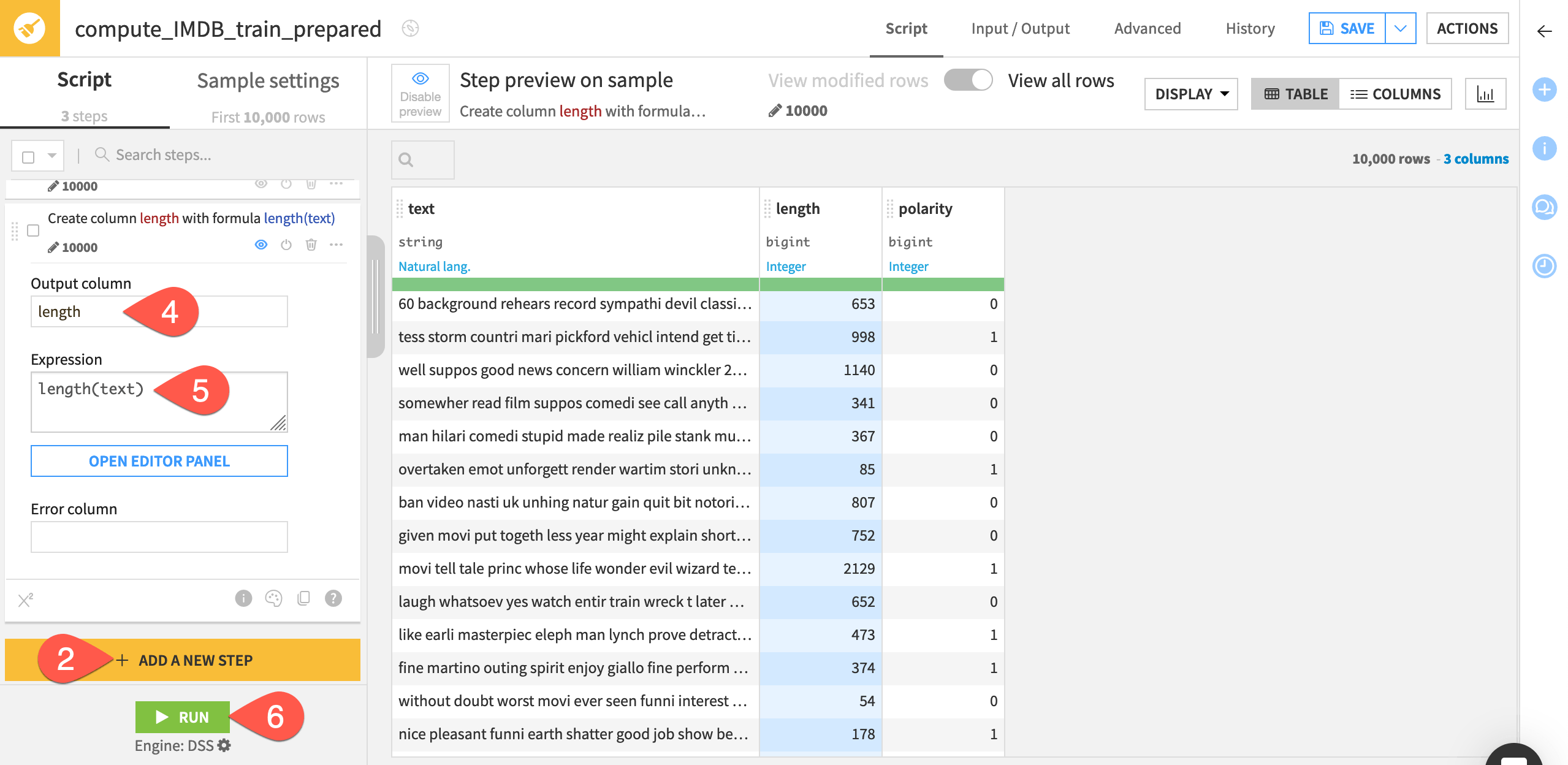 Dataiku screenshot of a formula step in a Prepare recipe.