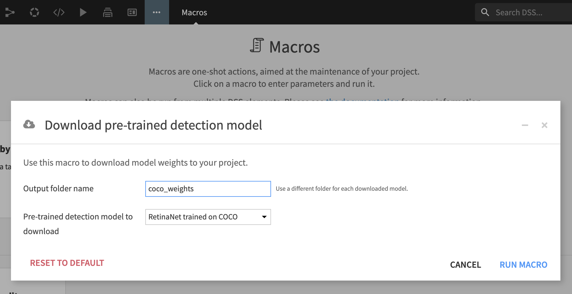 Download pre-trained detection model.