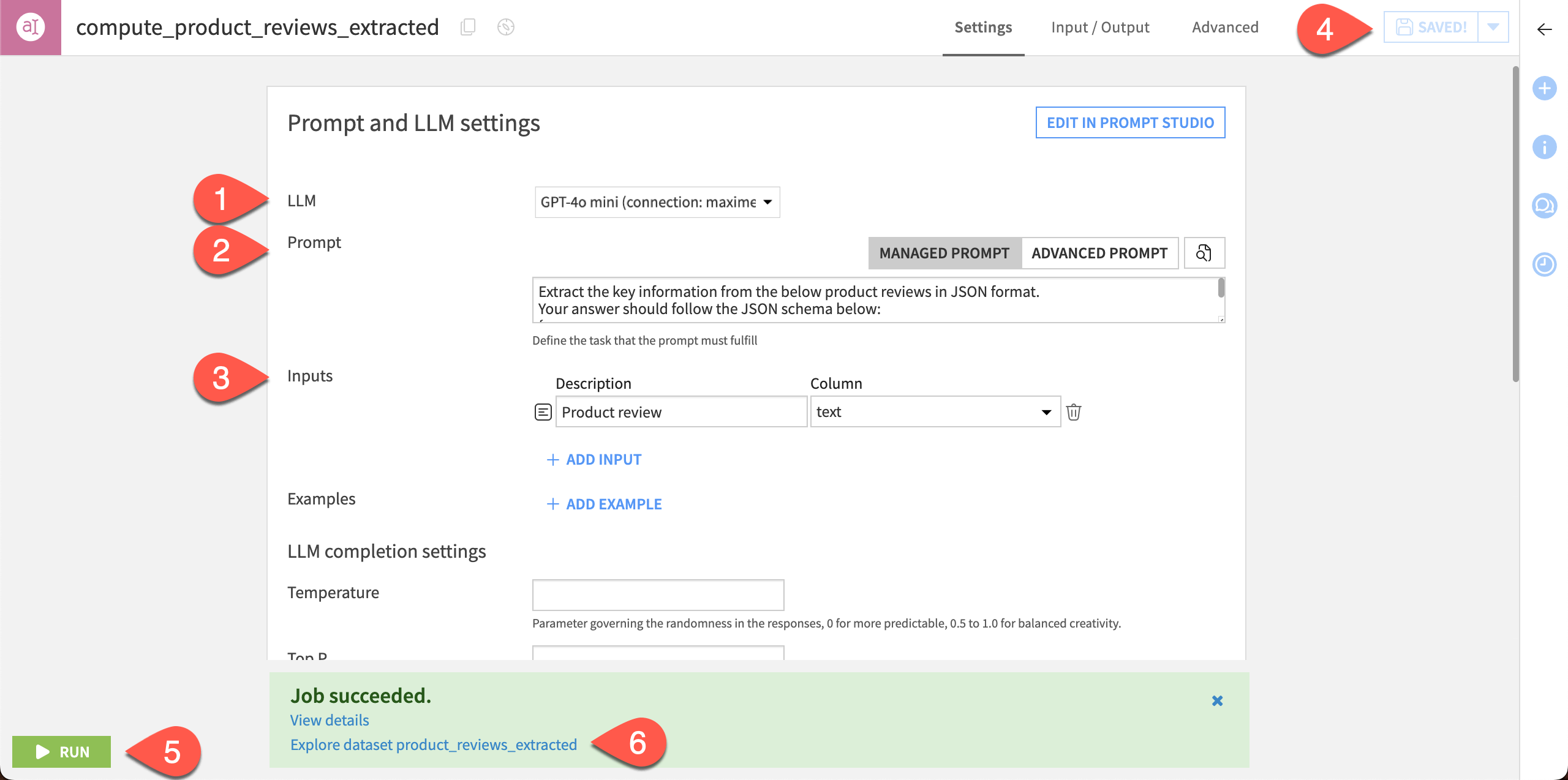 Steps to write a prompt and give the LLM input.