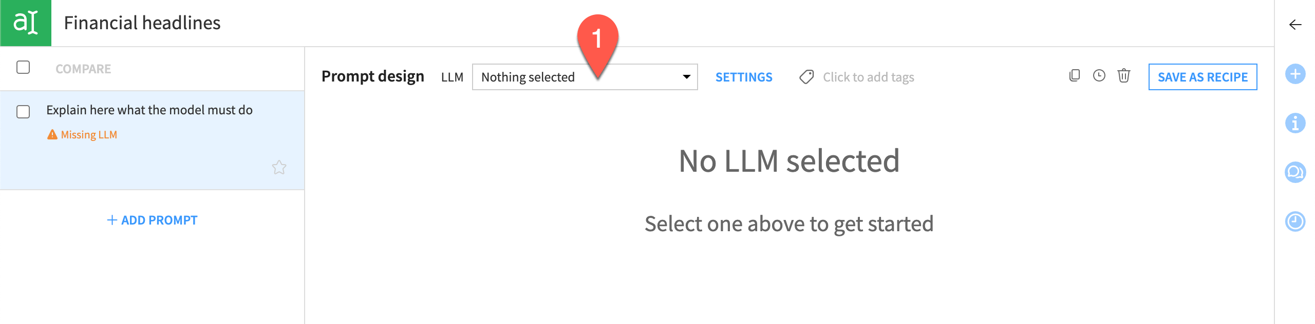Screenshot of choosing an llm connection.